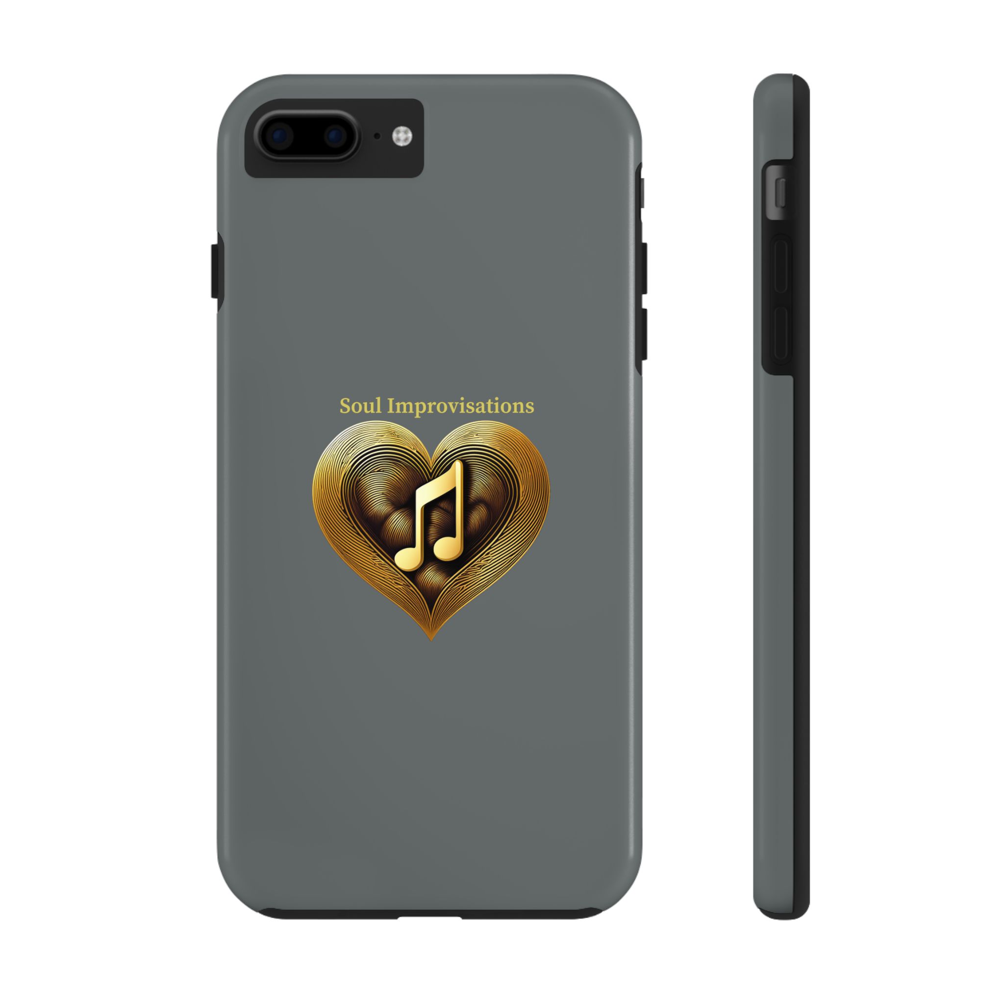 Gold Musical Heart Tough Phone Case - Grey - Image 5
