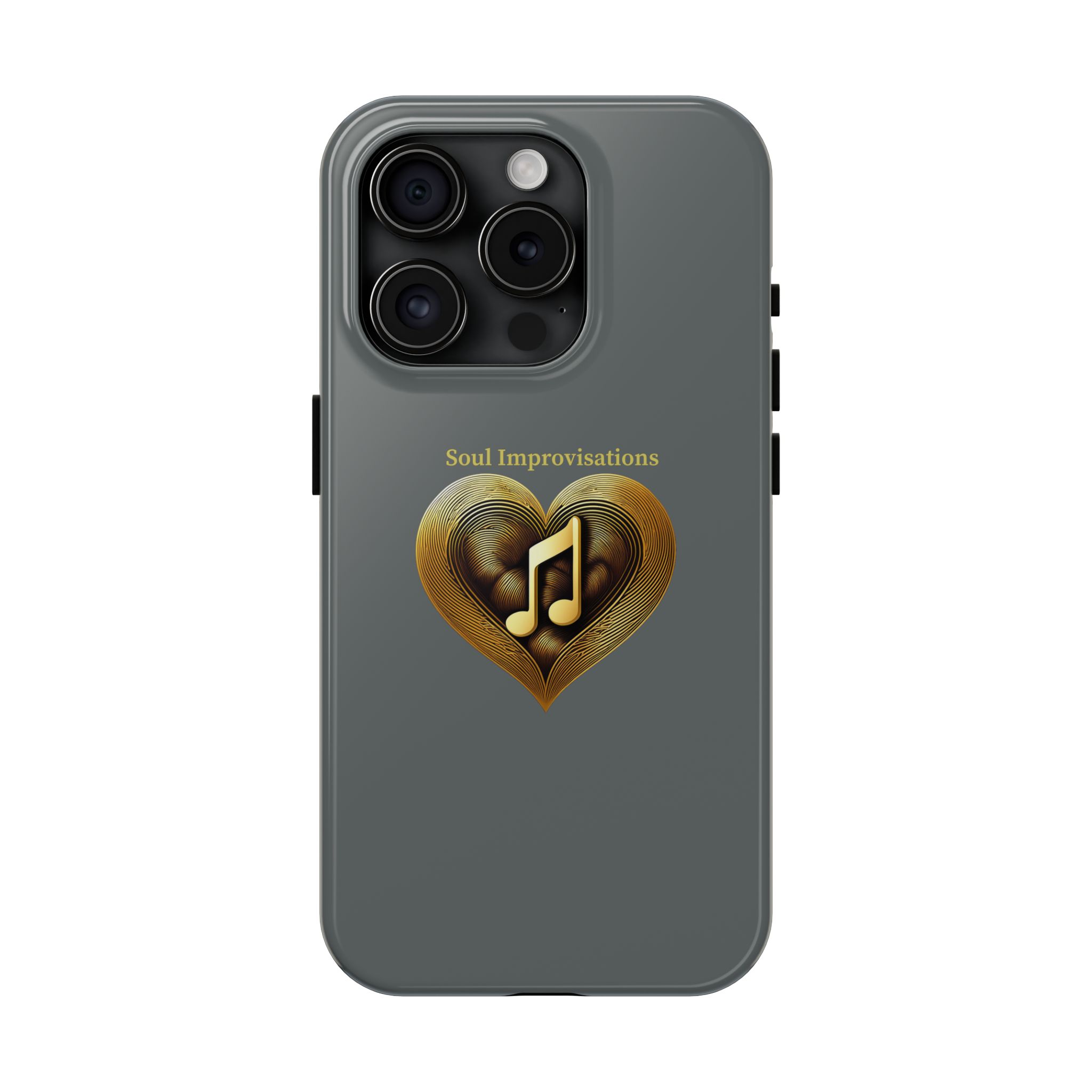 Gold Musical Heart Tough Phone Case - Grey - Image 68