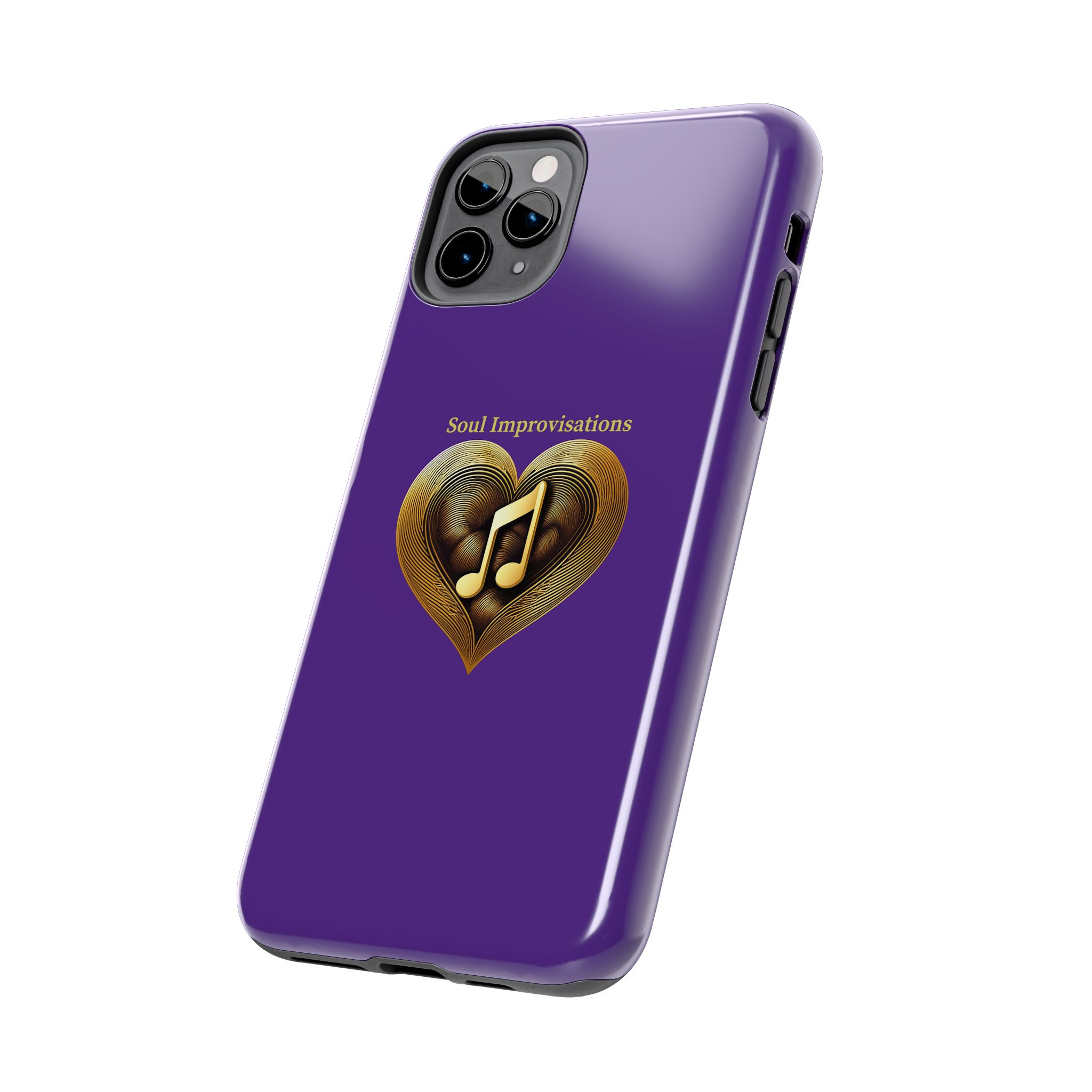 Gold Musical Heart Tough Phone Case - Purple - Image 26
