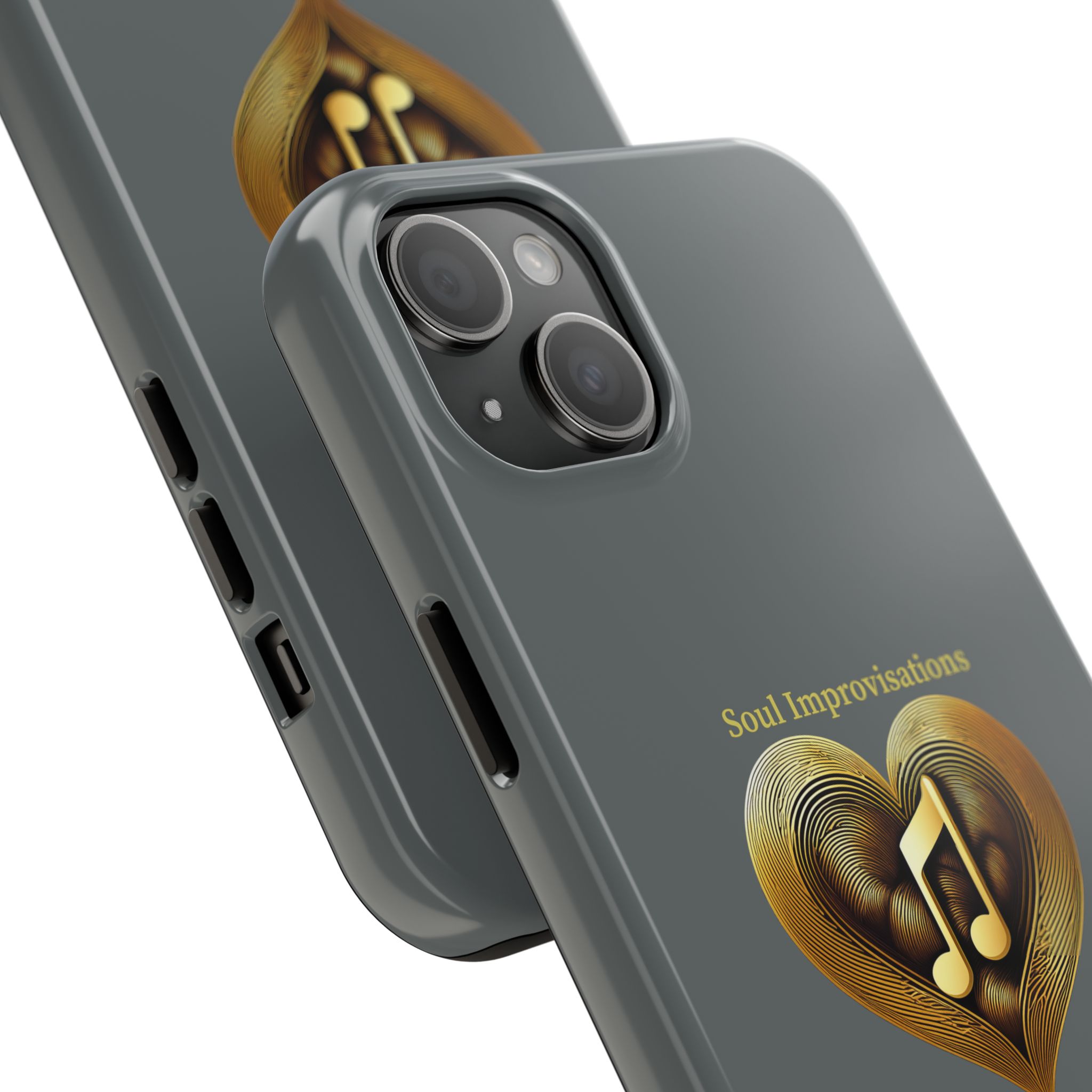 Gold Musical Heart Tough Phone Case - Grey - Image 73