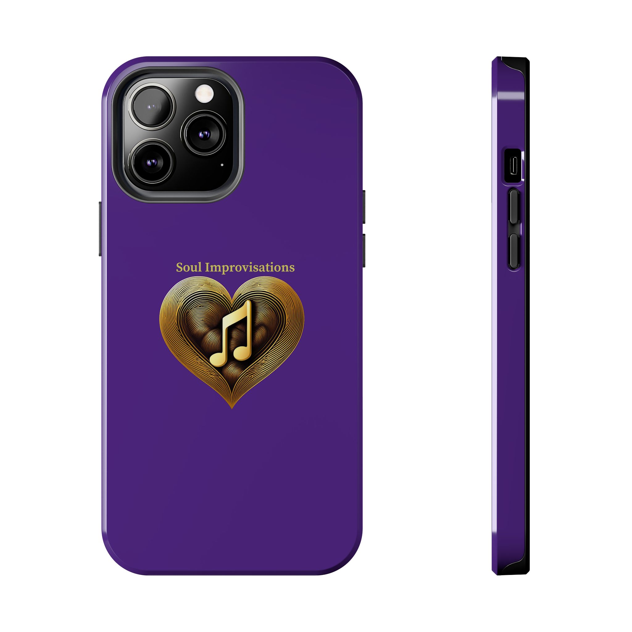 Gold Musical Heart Tough Phone Case - Purple - Image 56