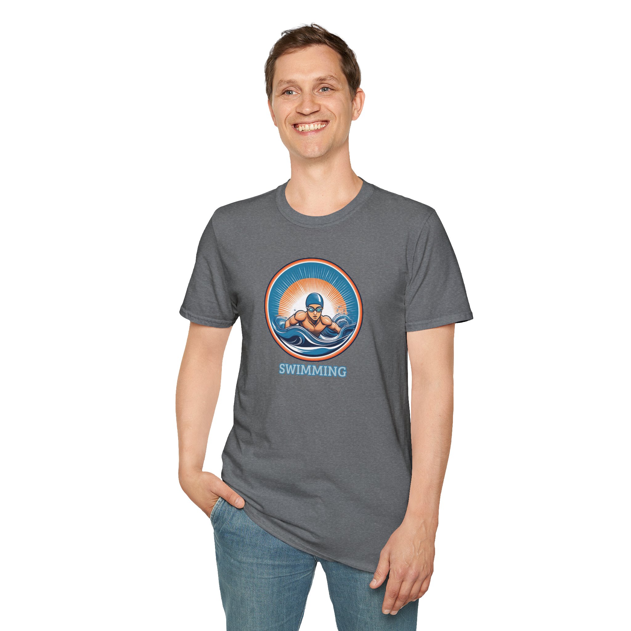 Men's Swimming - Unisex Softstyle Short Sleeve T-Shirt - Image 14