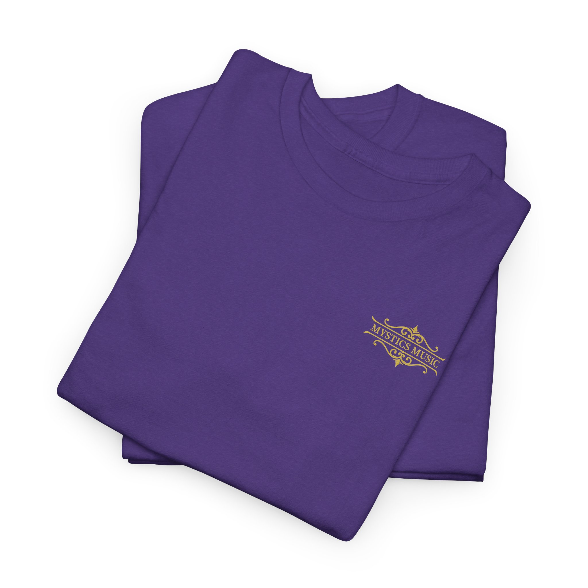 Mystics Music Unisex Heavy Cotton Short Sleeve T-Shirt (dark colors - left chest logo) - Image 42