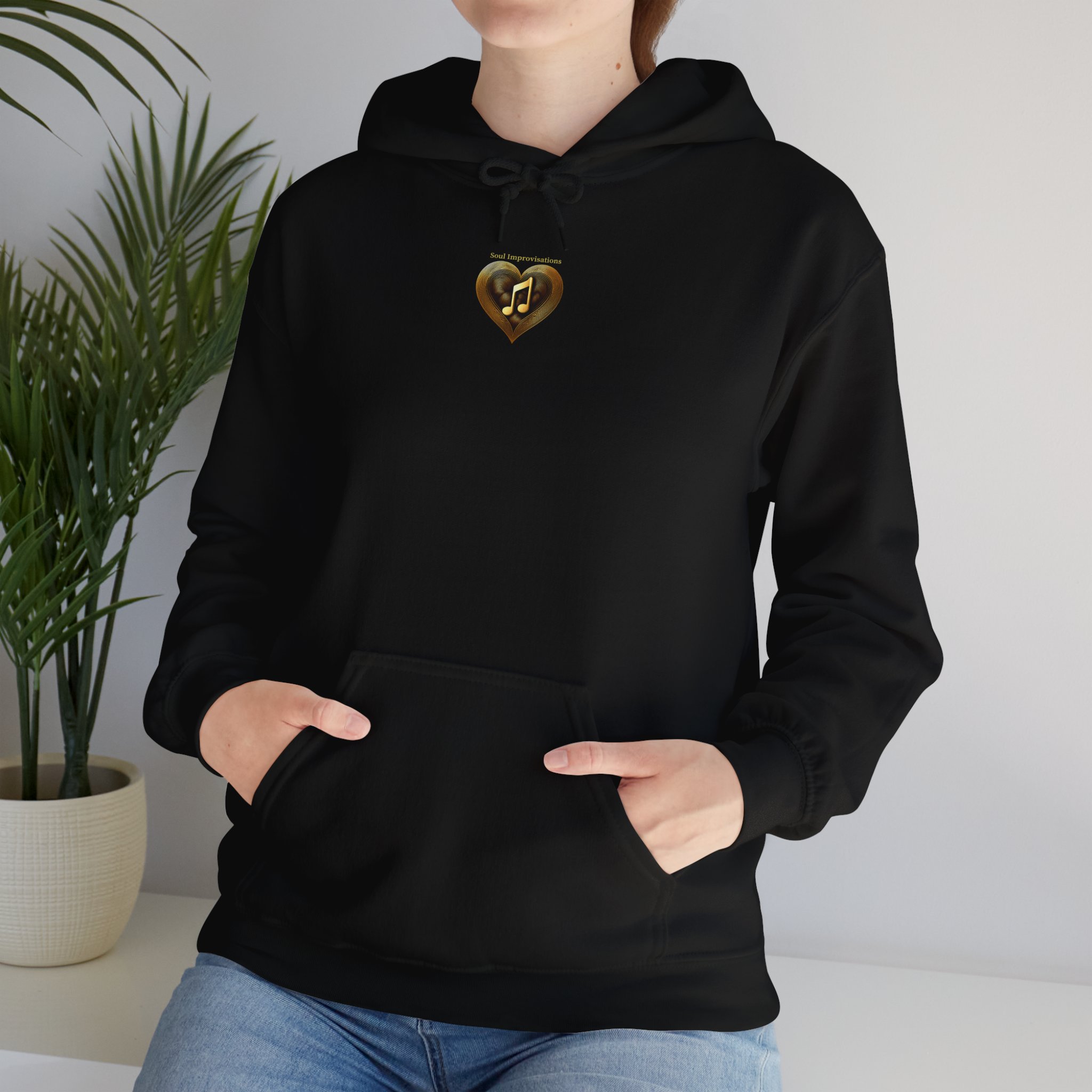 Gold Musical Heart Unisex Heavy Blend™ Pullover Hooded Sweatshirt - Image 8
