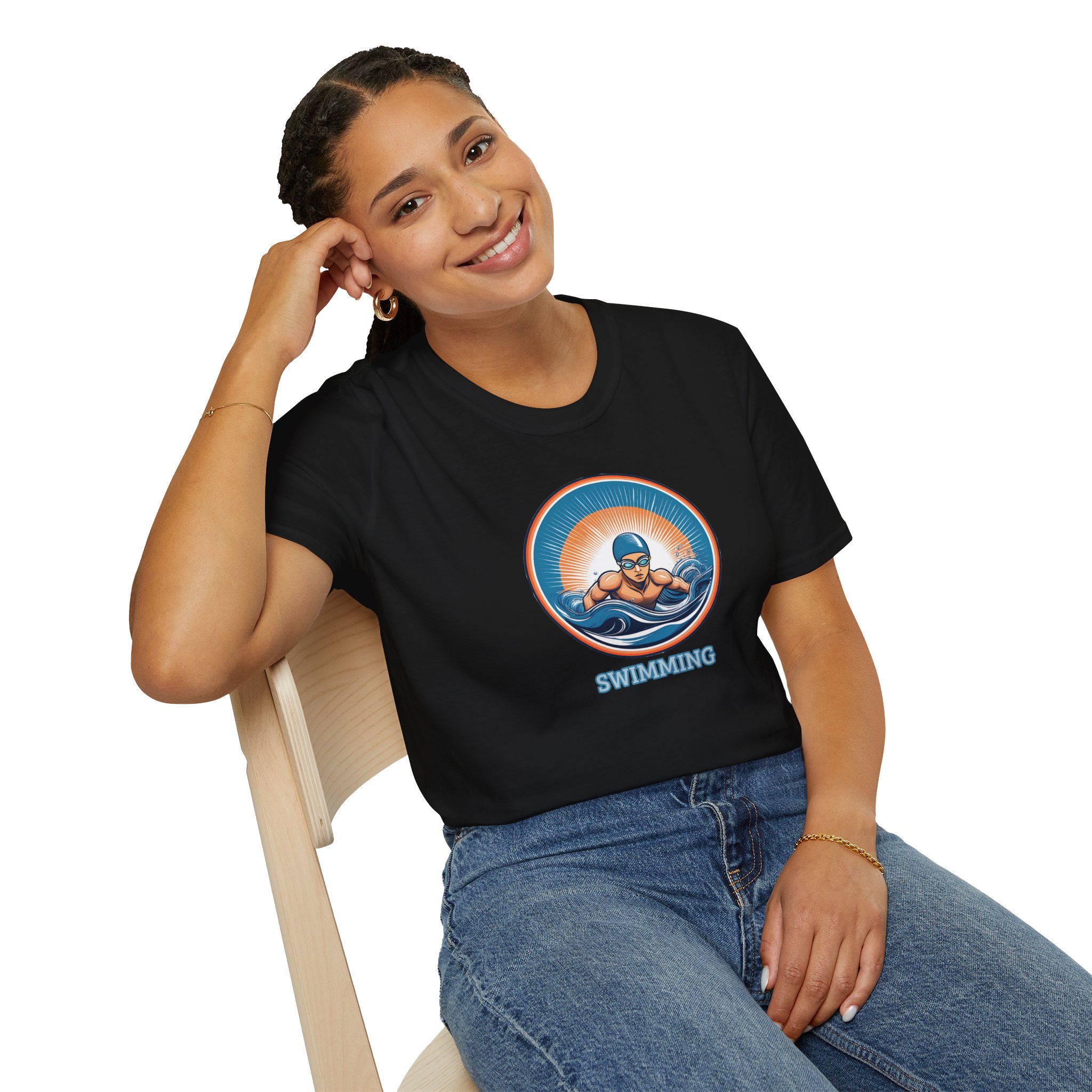 Men's Swimming - Unisex Softstyle Short Sleeve T-Shirt - Image 3