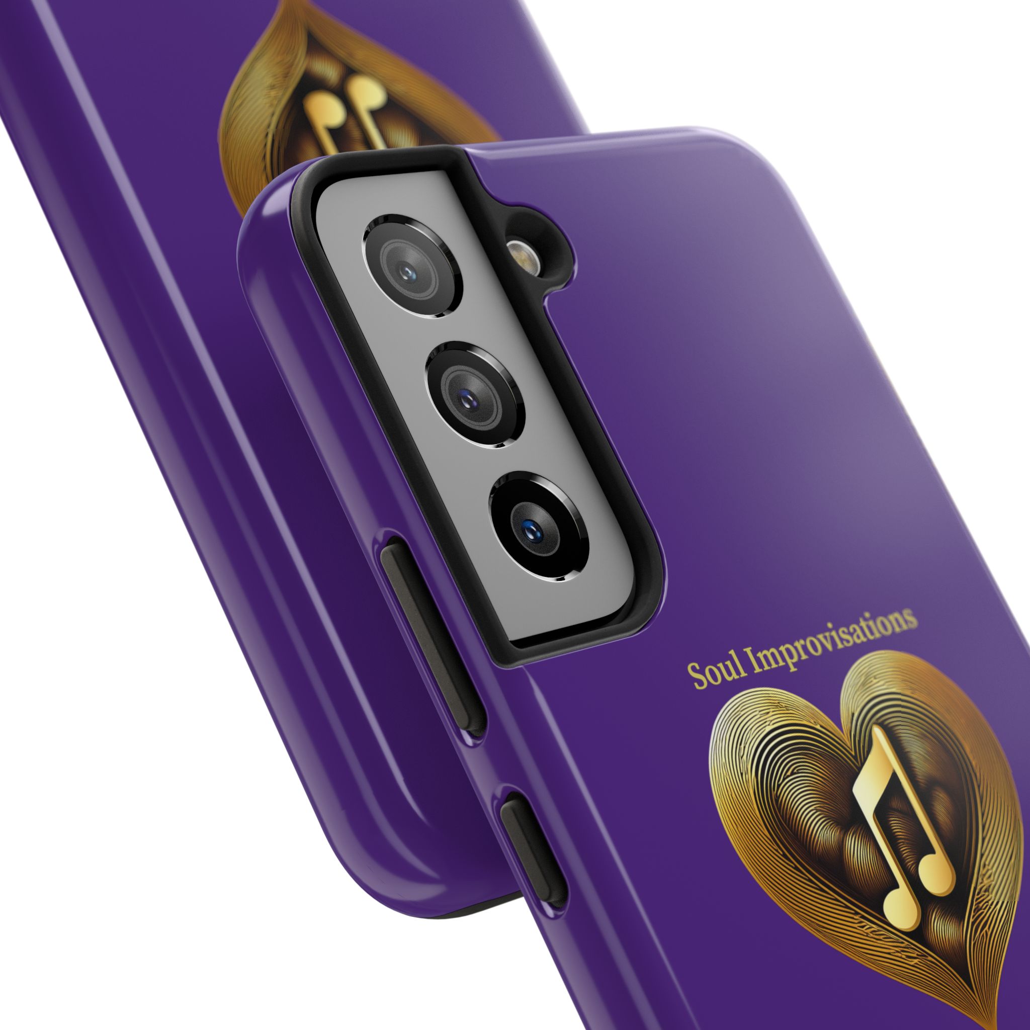 Gold Musical Heart Tough Phone Case - Purple - Image 89