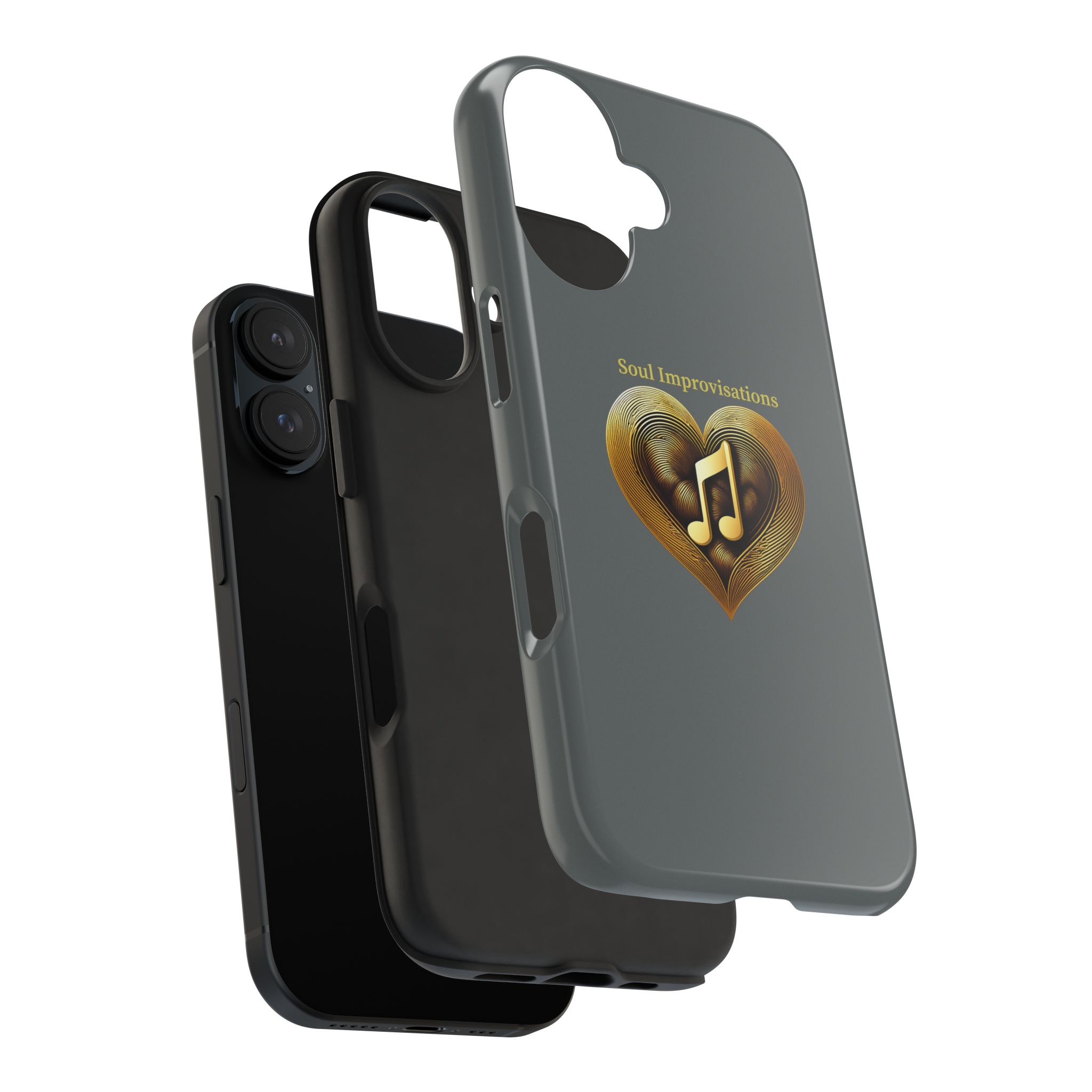 Gold Musical Heart Tough Phone Case - Grey - Image 104
