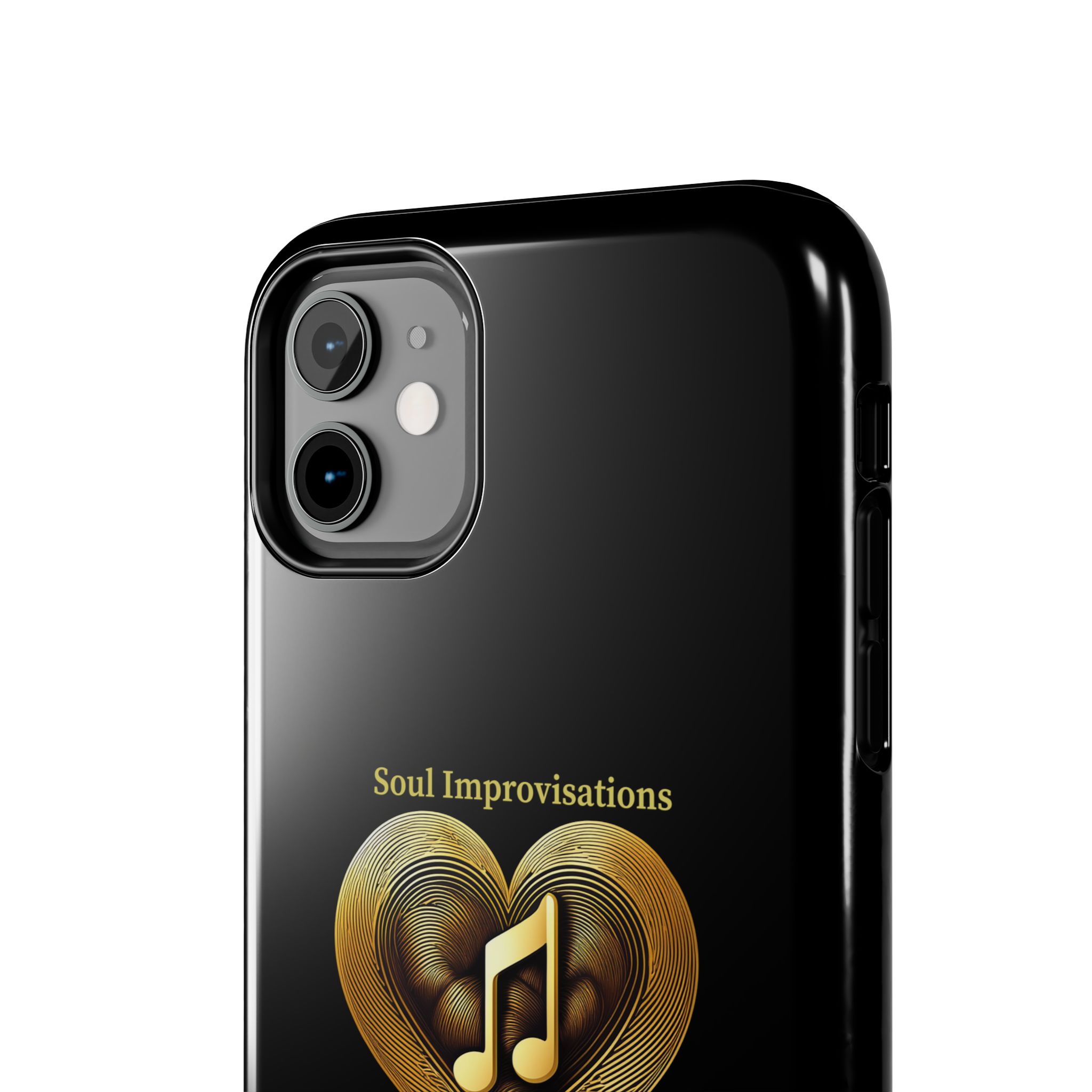 Gold Musical Heart Tough Phone Case - Black - Image 19