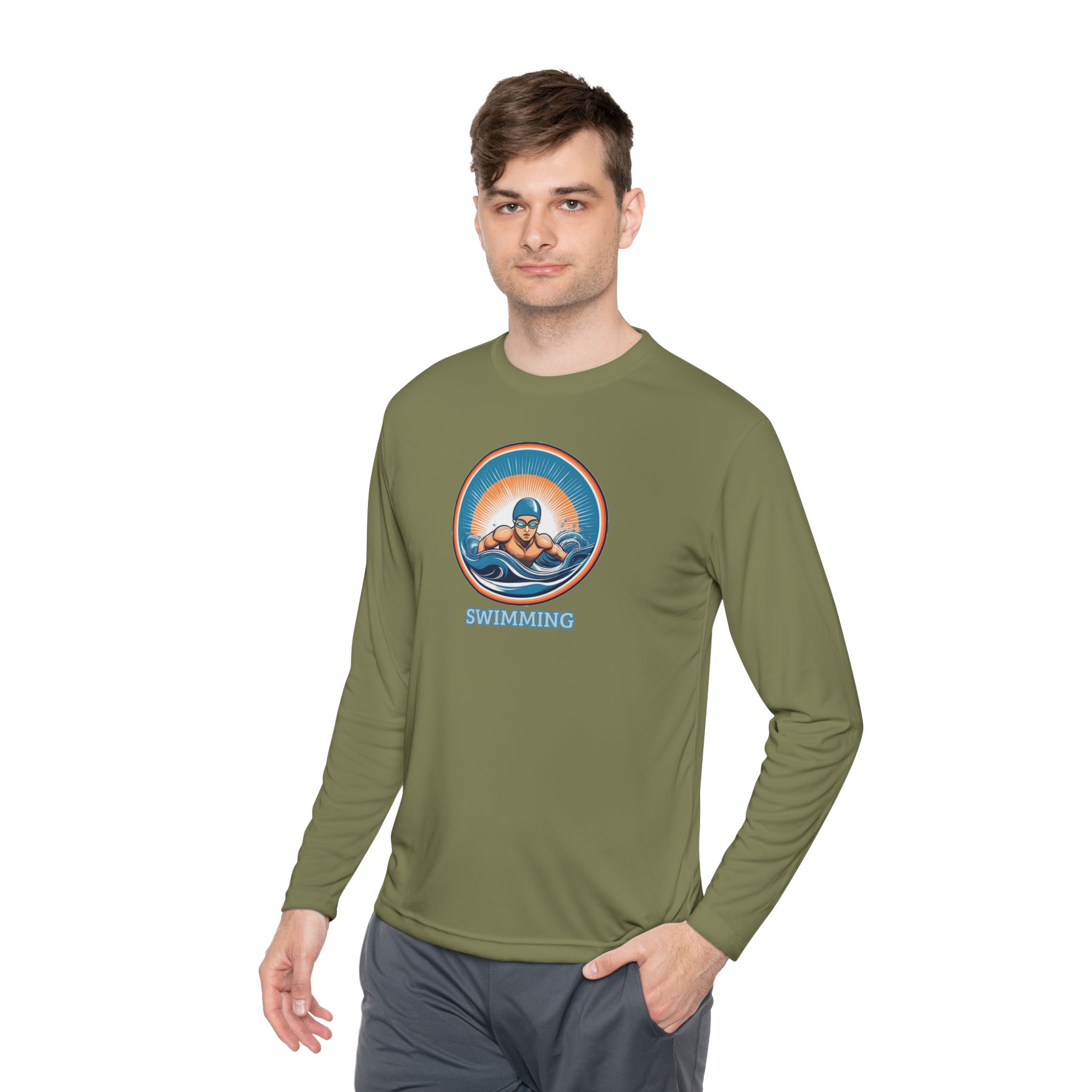 Men's Swimming - Unisex Lightweight Long Sleeve T-Shirt - Image 14