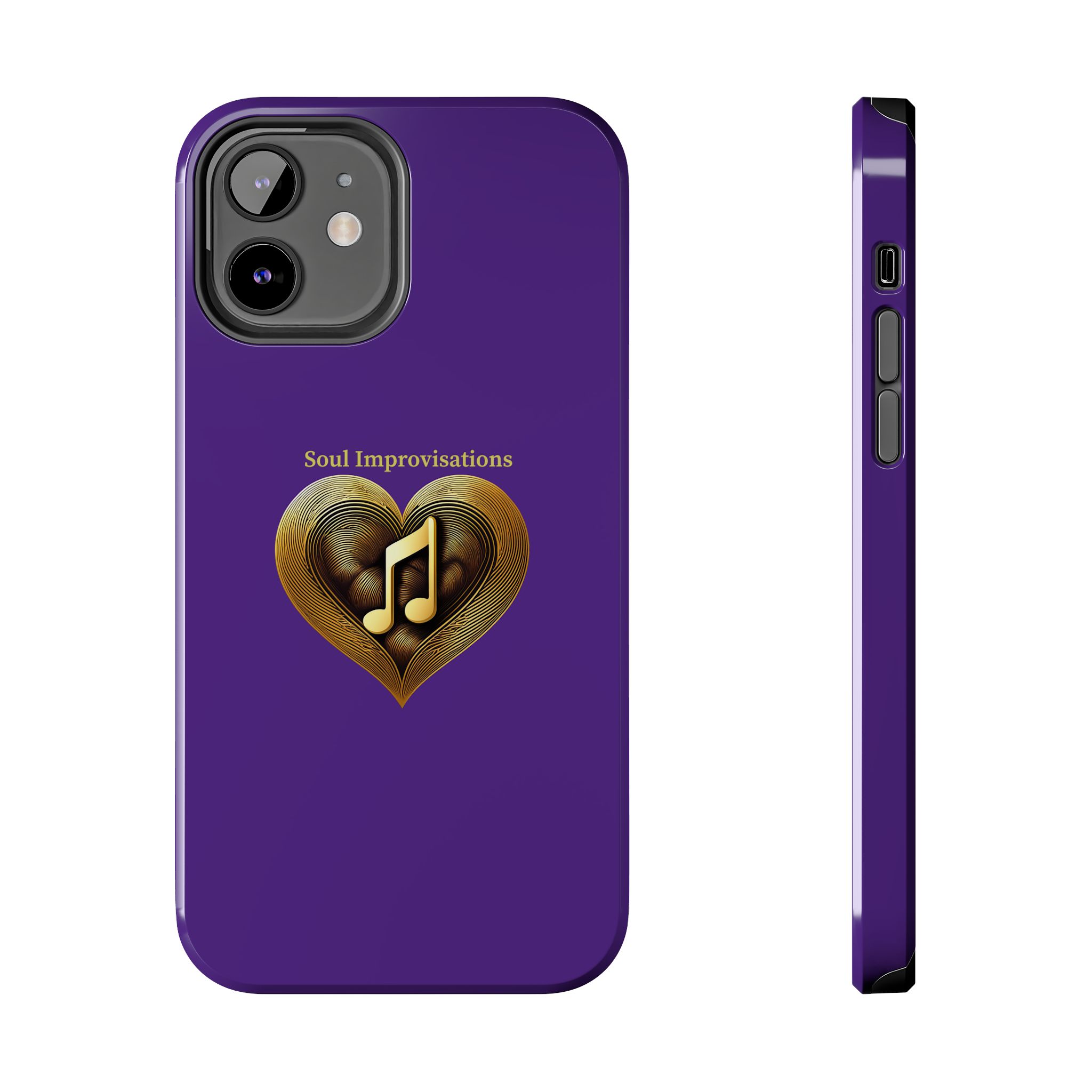 Gold Musical Heart Tough Phone Case - Purple - Image 28