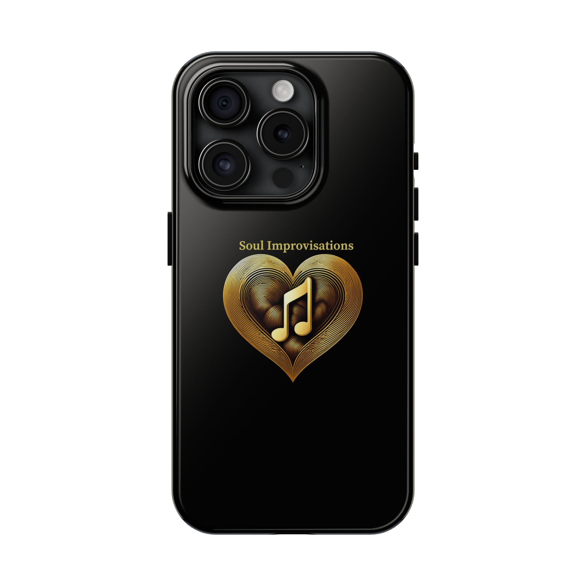Gold Musical Heart Tough Phone Case - Black - Image 68