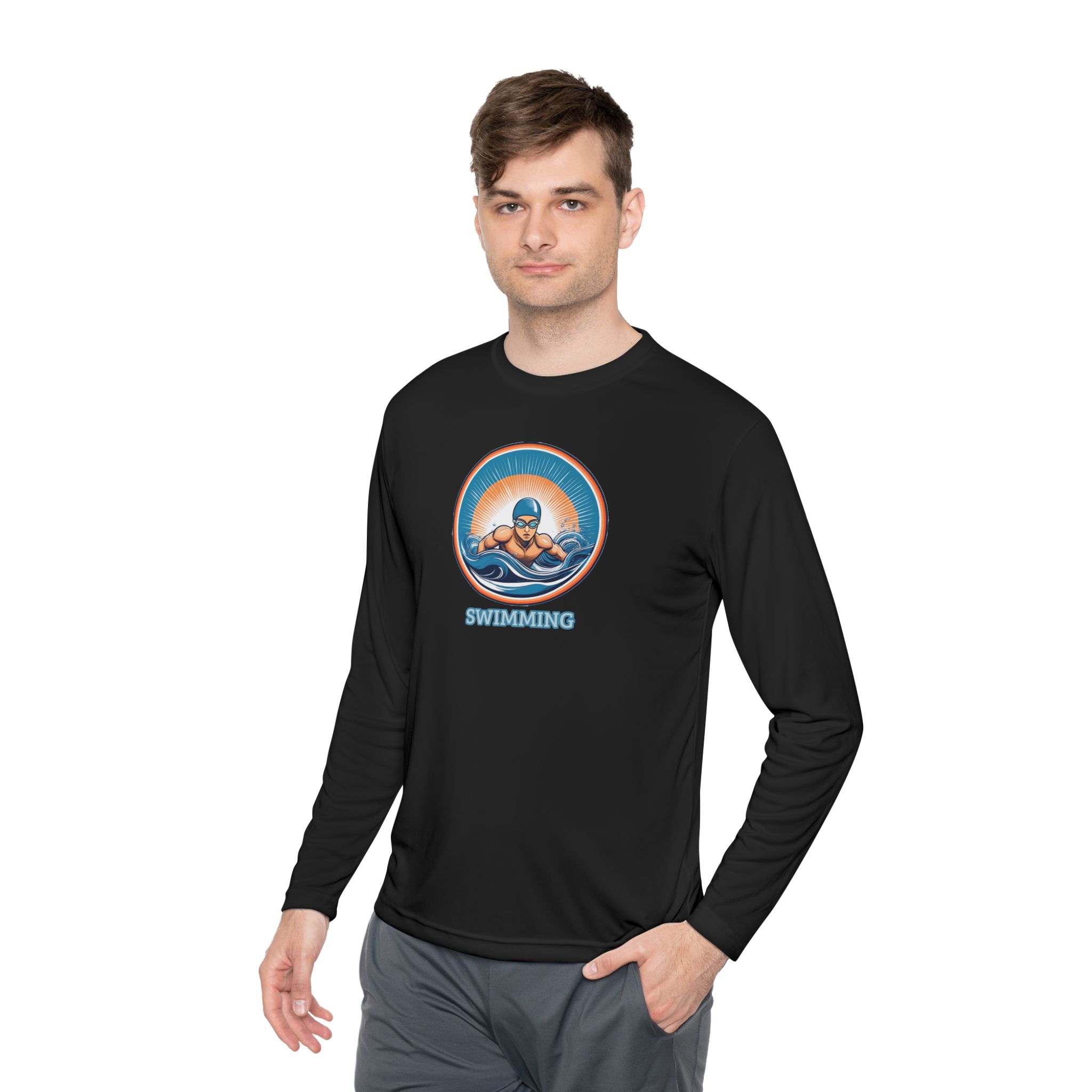 Men's Swimming - Unisex Lightweight Long Sleeve T-Shirt - Image 6