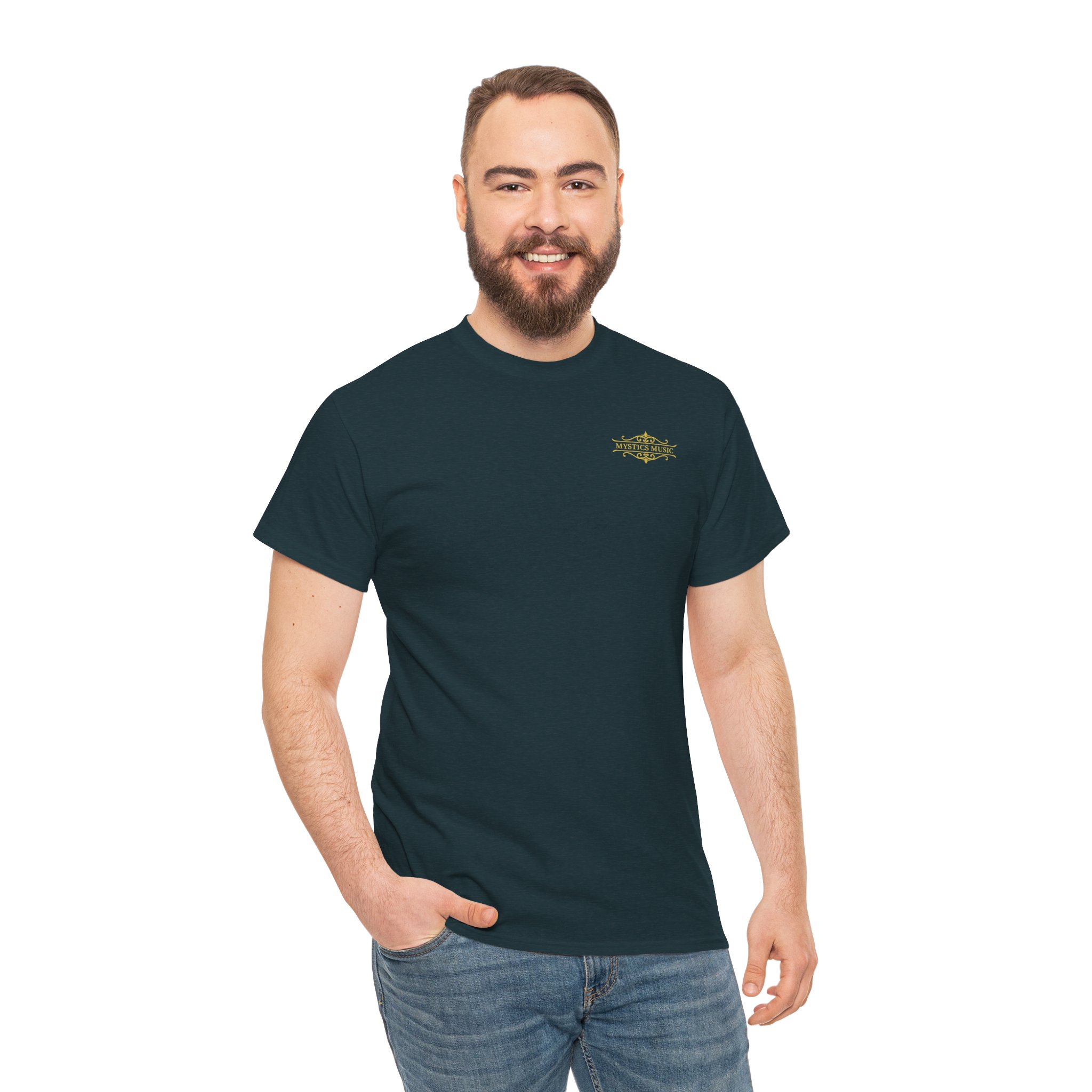 Mystics Music Unisex Heavy Cotton Short Sleeve T-Shirt (dark colors - left chest logo) - Image 20