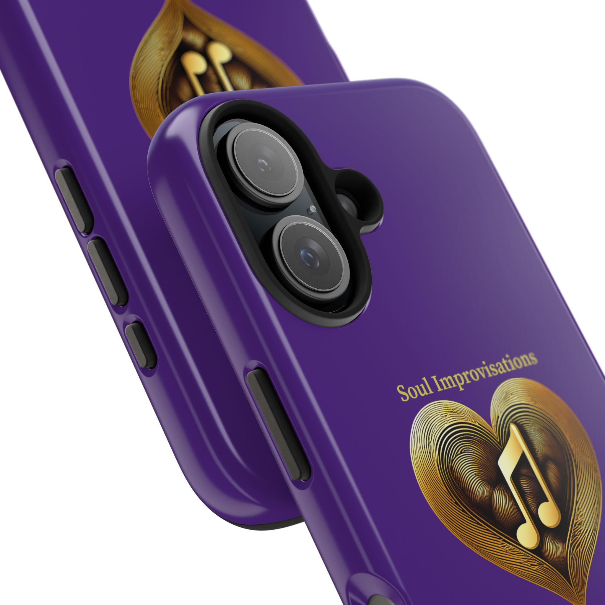 Gold Musical Heart Tough Phone Case - Purple - Image 103