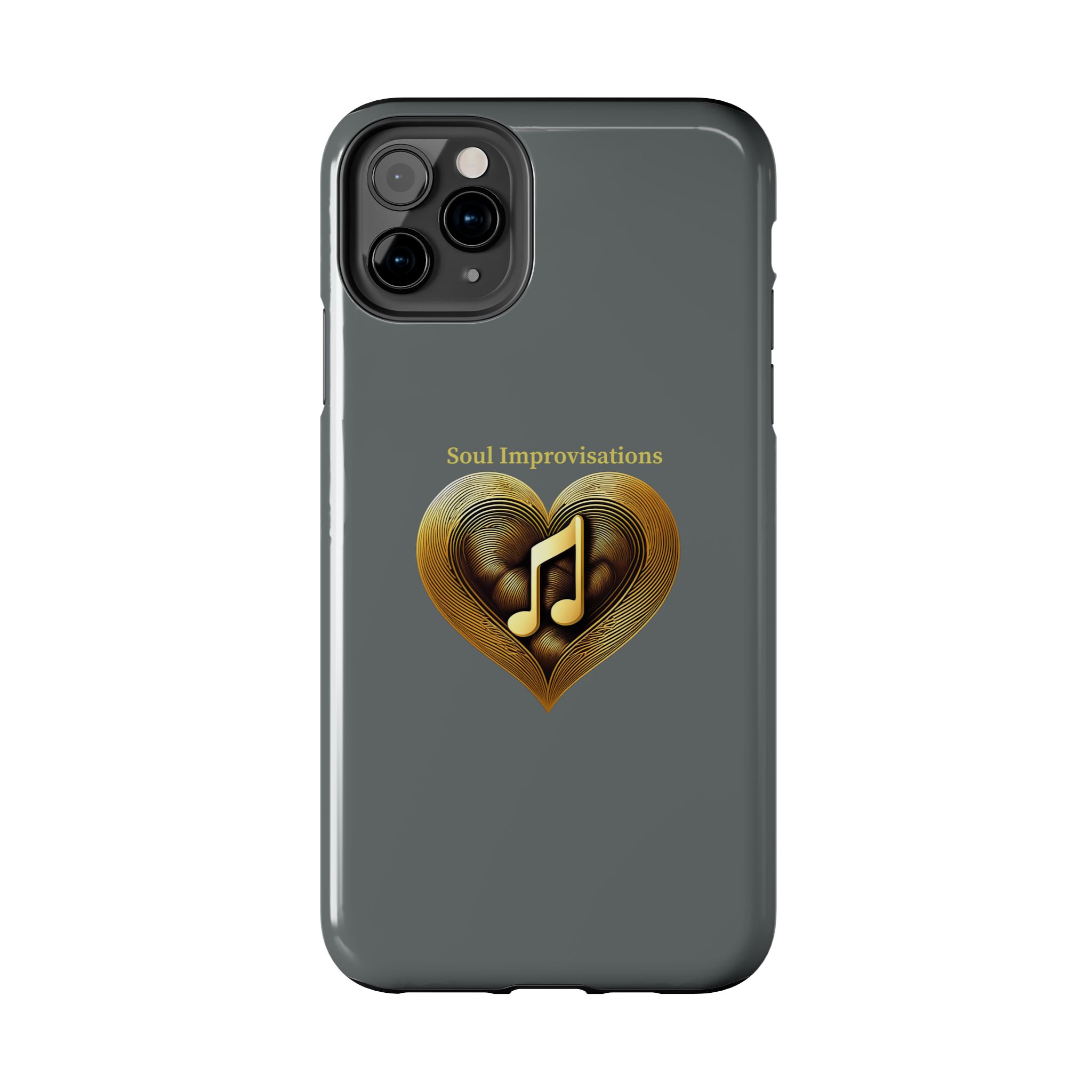 Gold Musical Heart Tough Phone Case - Grey - Image 25