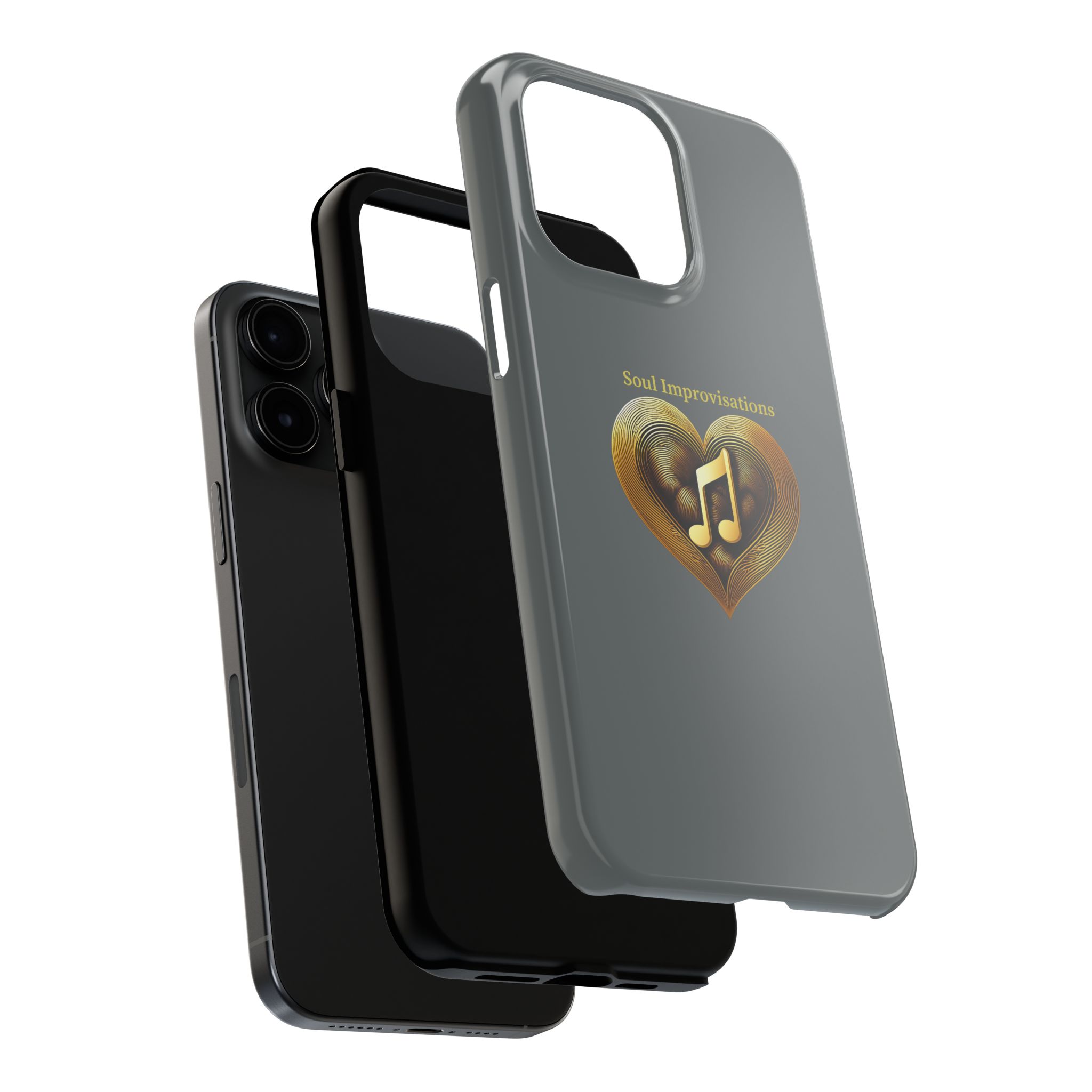 Gold Musical Heart Tough Phone Case - Grey - Image 79