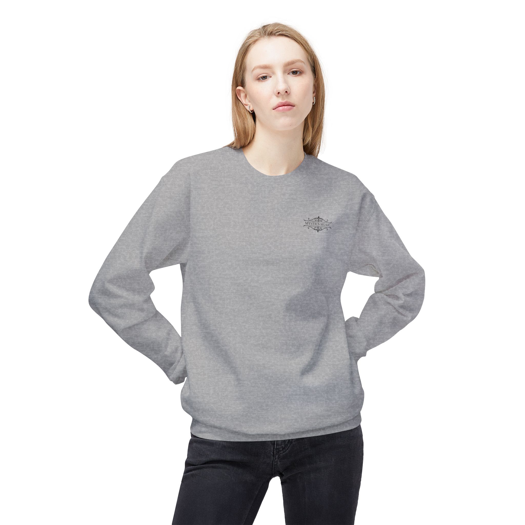 Mystics Music Unisex Midweight Crewneck Sweatshirt (light colors - left chest logo) - Image 5