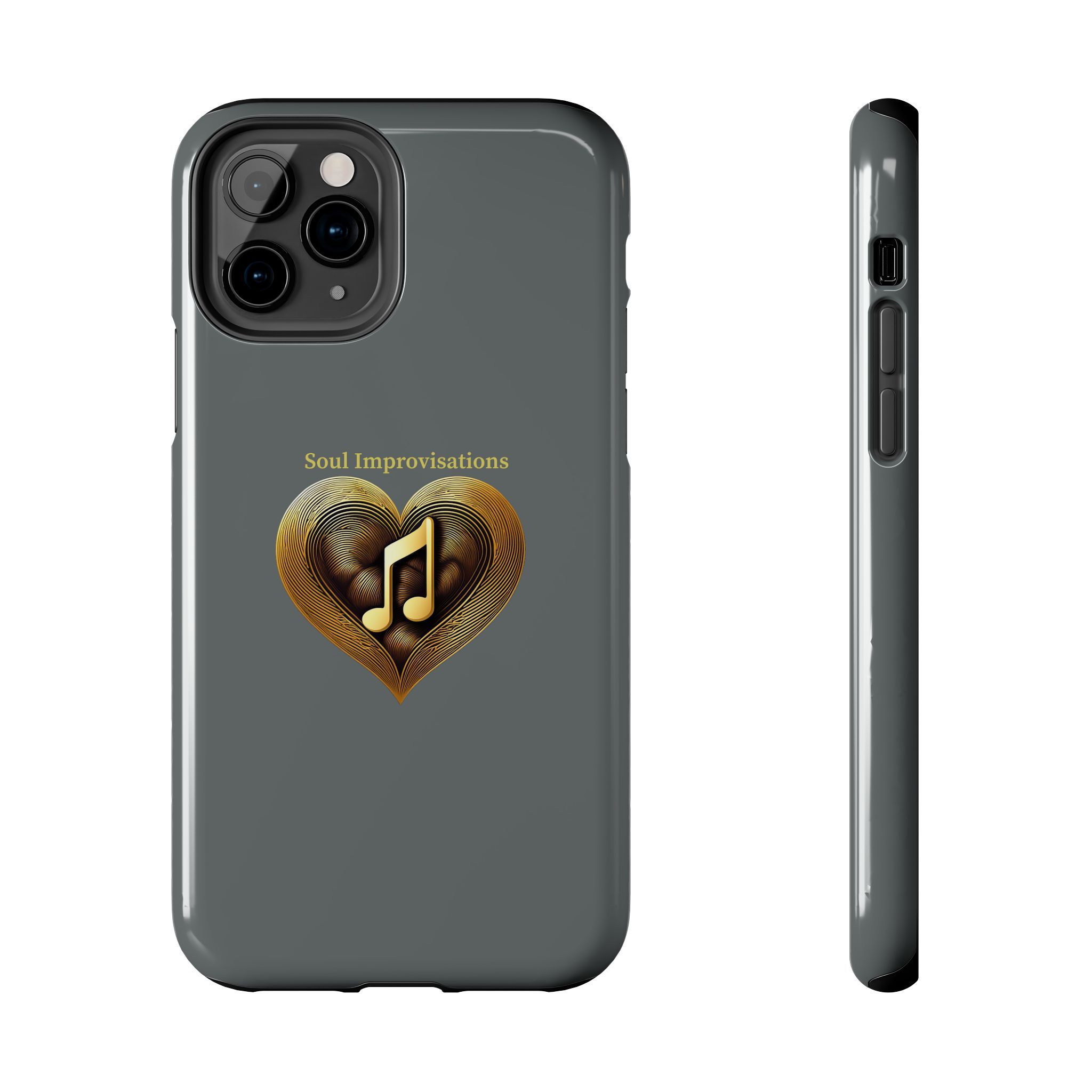 Gold Musical Heart Tough Phone Case - Grey - Image 20