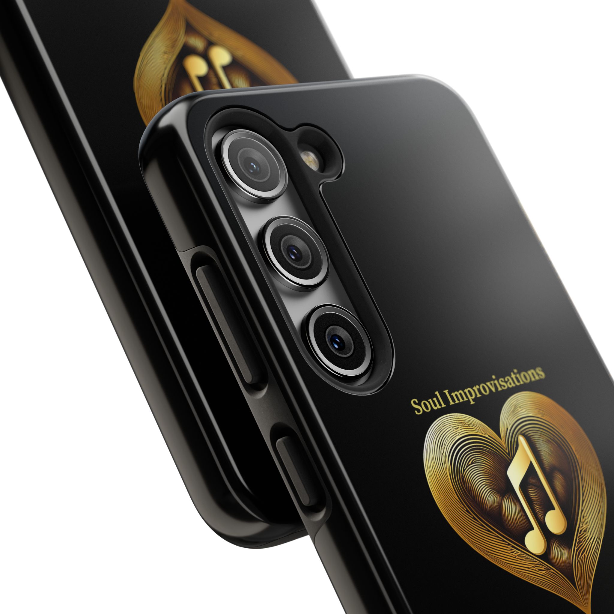 Gold Musical Heart Tough Phone Case - Black - Image 85