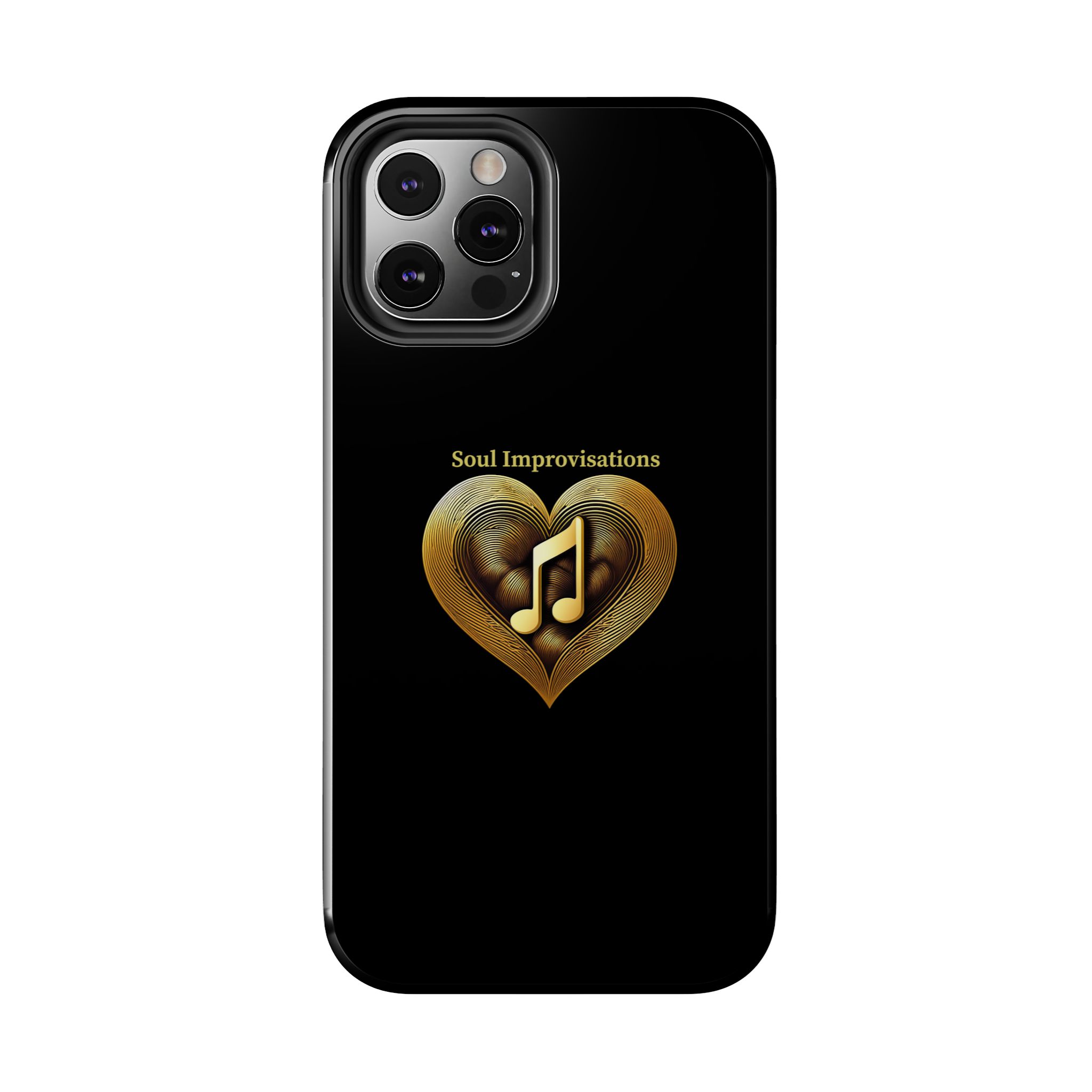 Gold Musical Heart Tough Phone Case - Black - Image 37