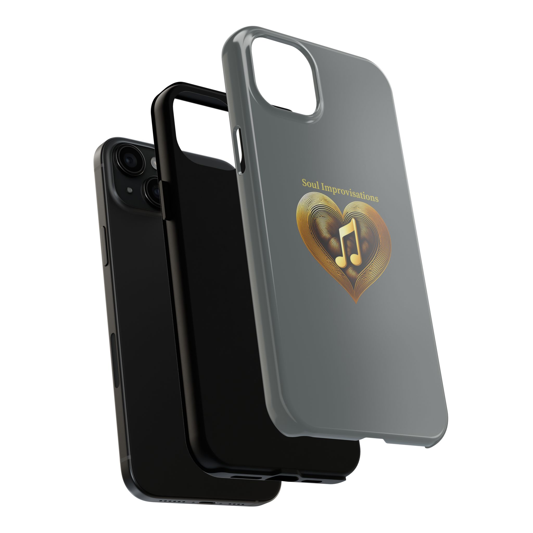 Gold Musical Heart Tough Phone Case - Grey - Image 75