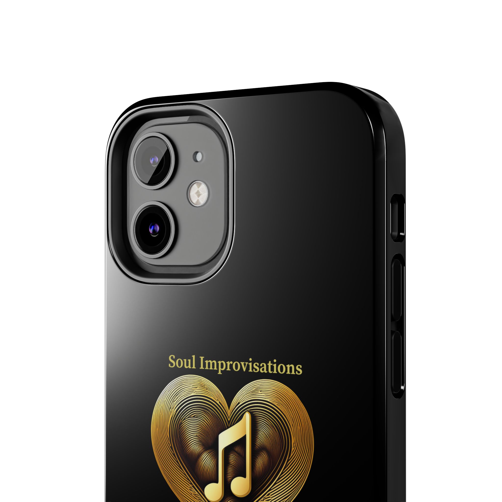 Gold Musical Heart Tough Phone Case - Black - Image 35