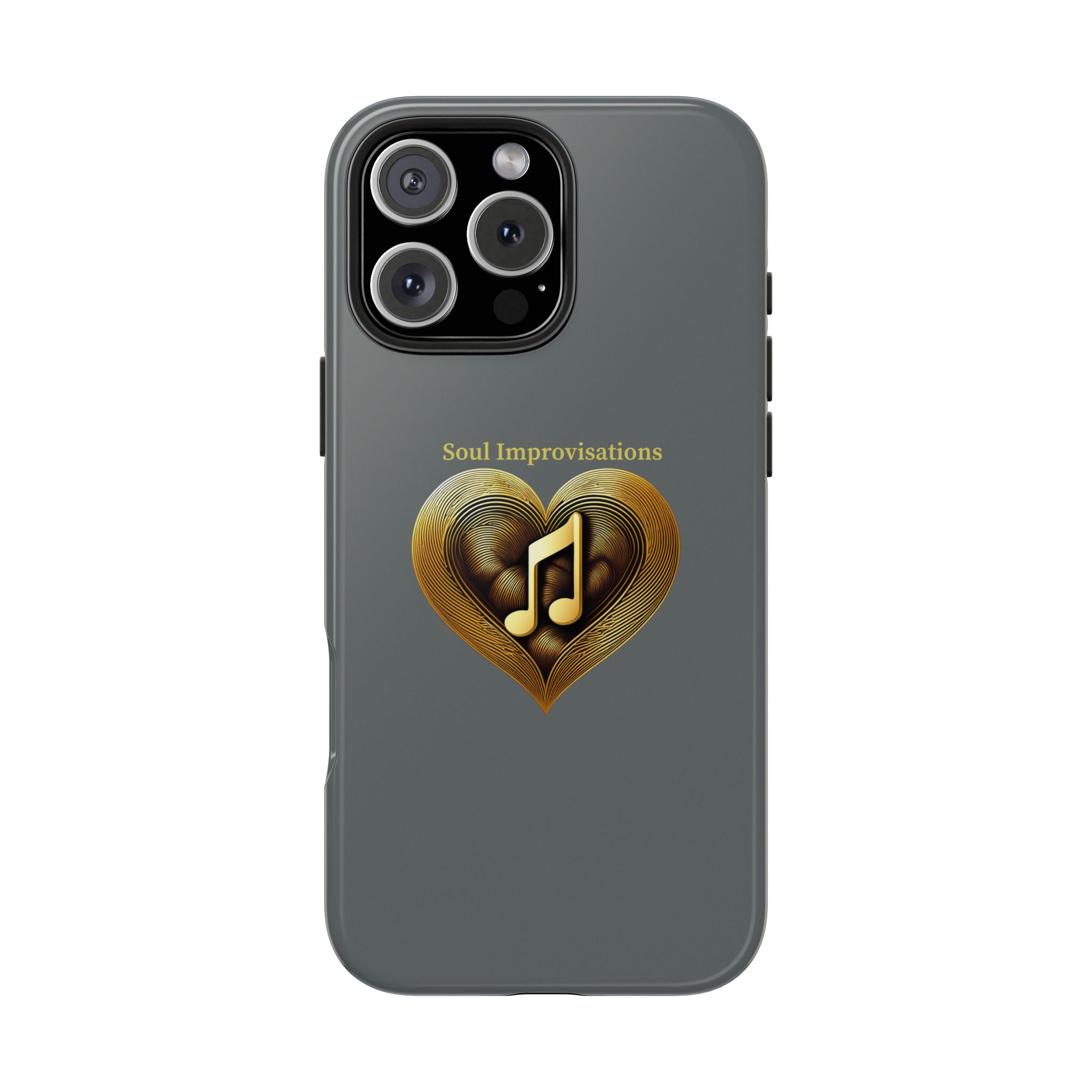 Gold Musical Heart Tough Phone Case - Grey - Image 99