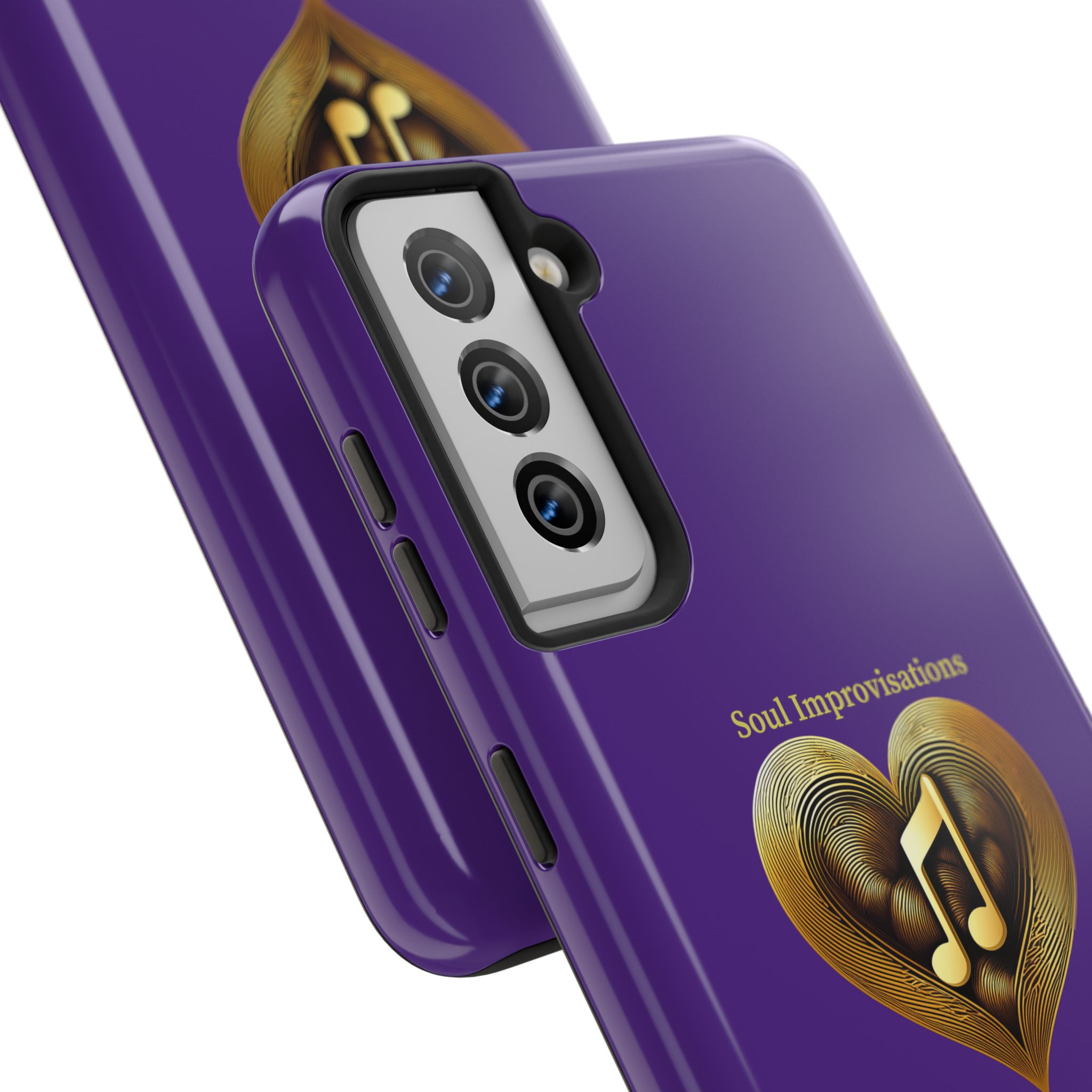 Gold Musical Heart Tough Phone Case - Purple - Image 93