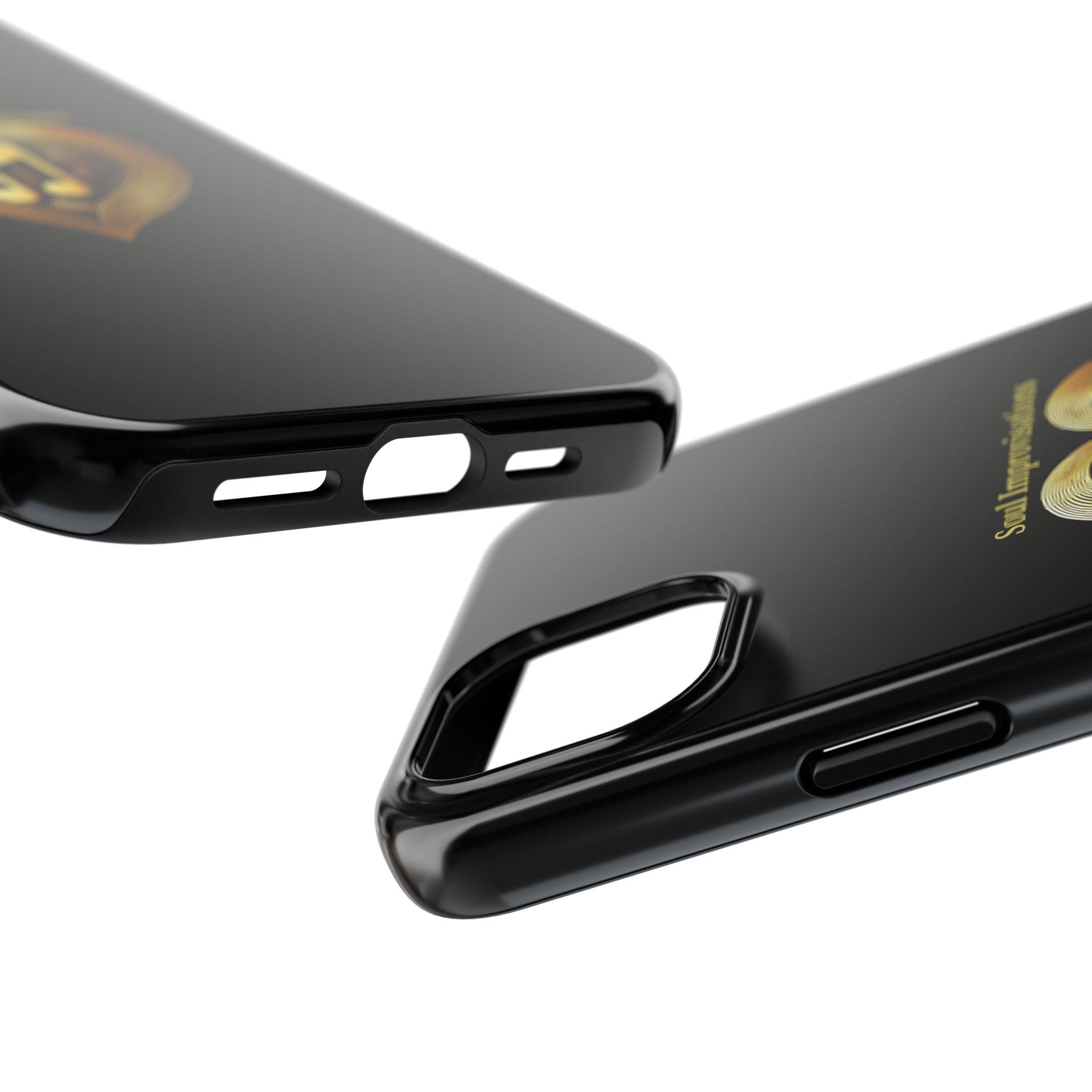 Gold Musical Heart Tough Phone Case - Black - Image 74