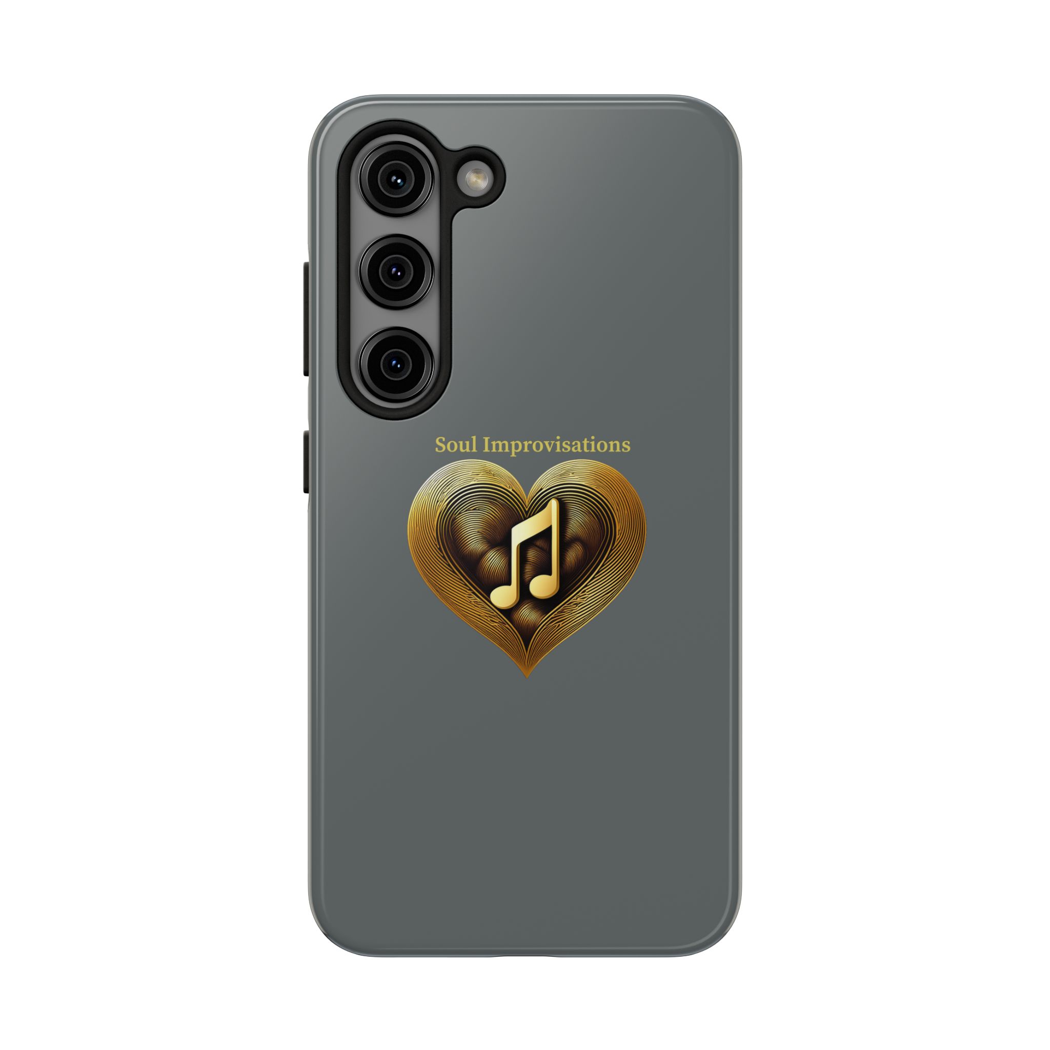 Gold Musical Heart Tough Phone Case - Grey - Image 84