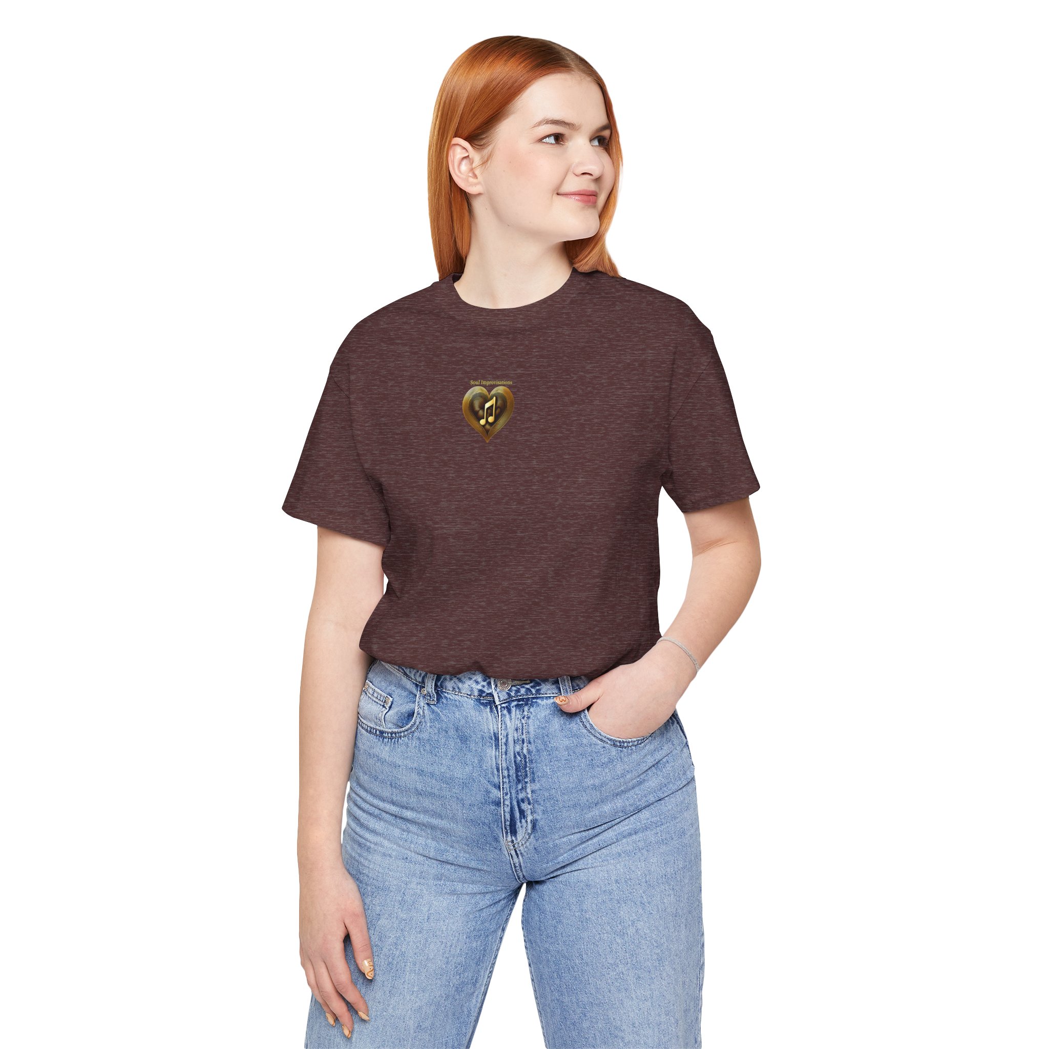 Gold Musical Heart Unisex Jersey Short Sleeve T-Shirt - Image 46