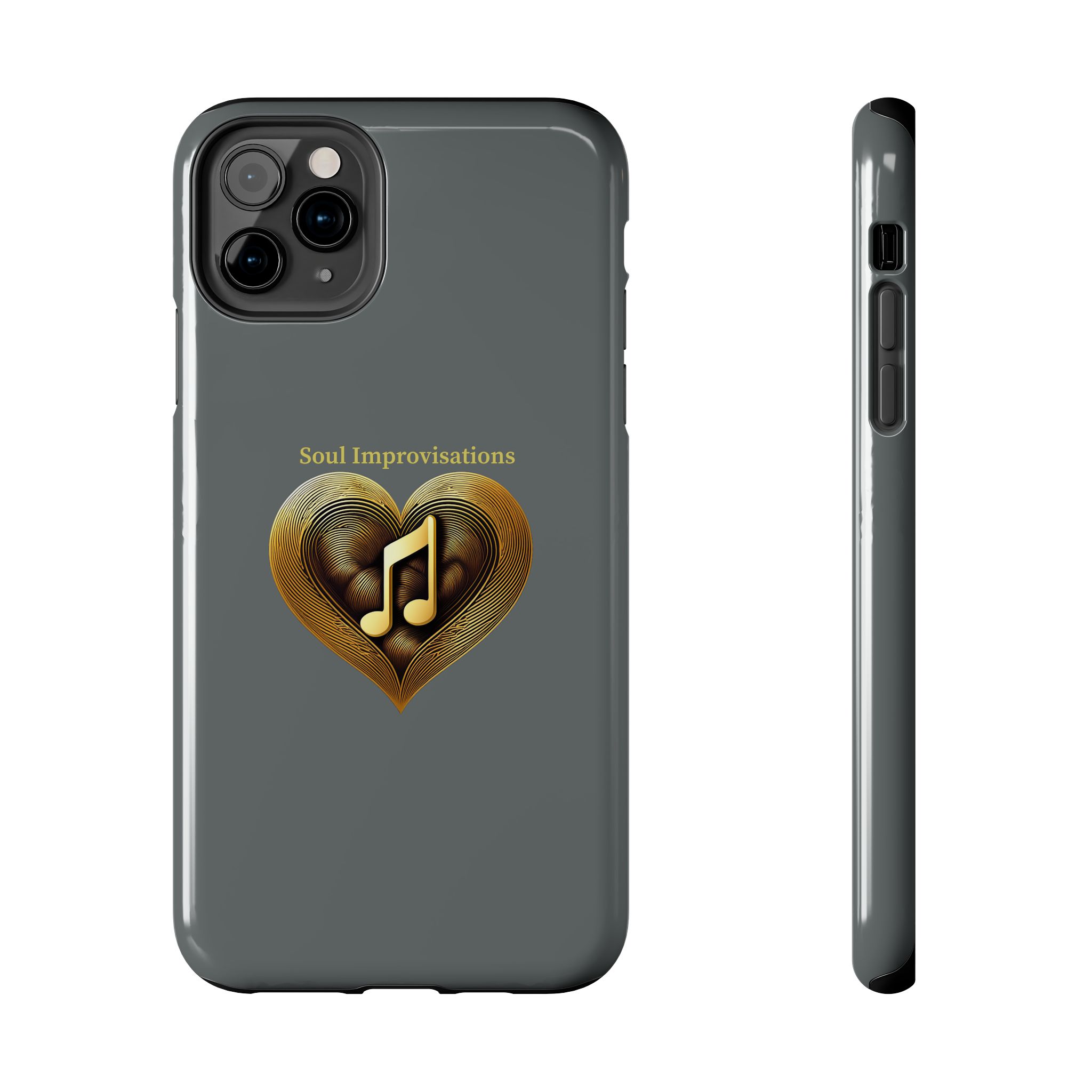Gold Musical Heart Tough Phone Case - Grey - Image 24