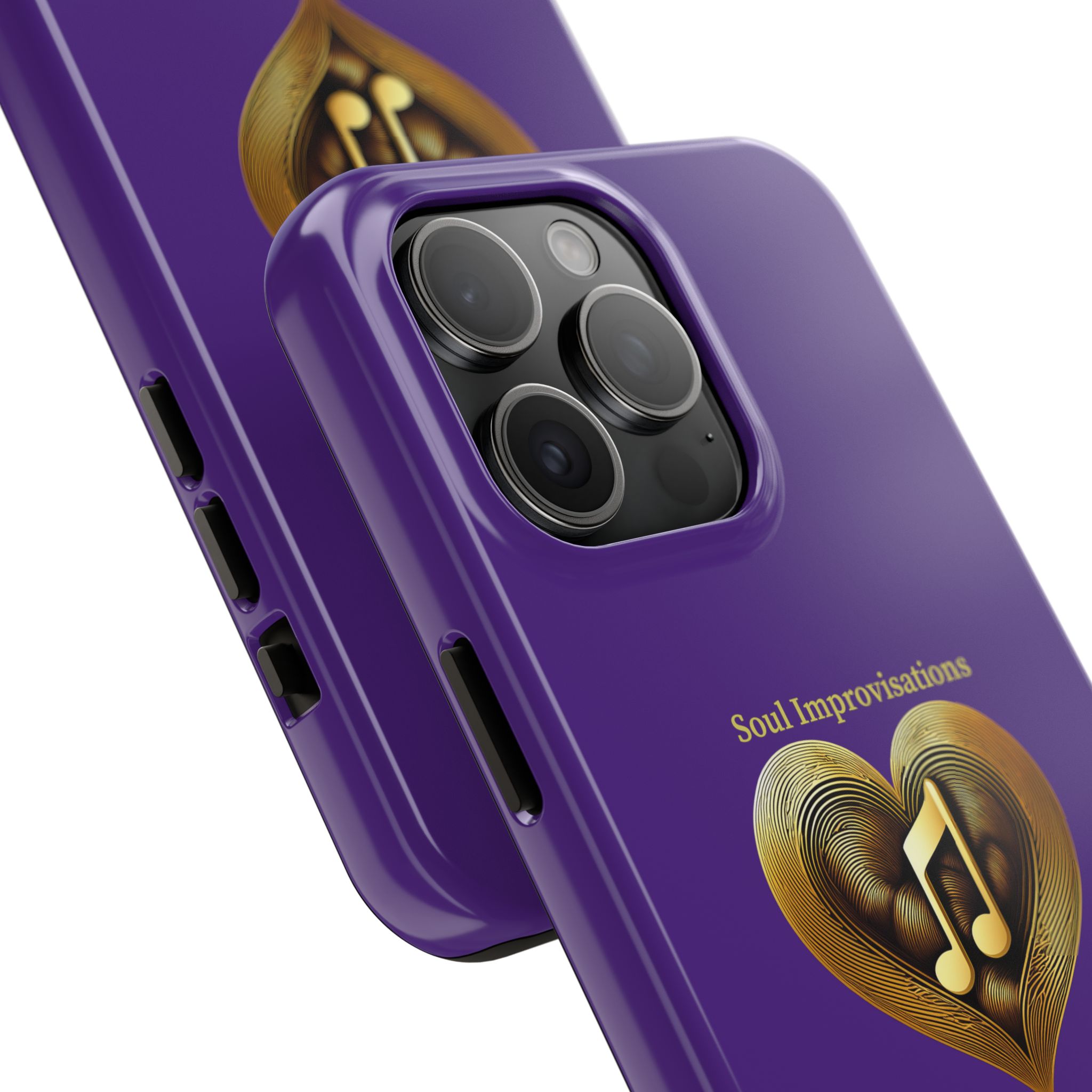 Gold Musical Heart Tough Phone Case - Purple - Image 77