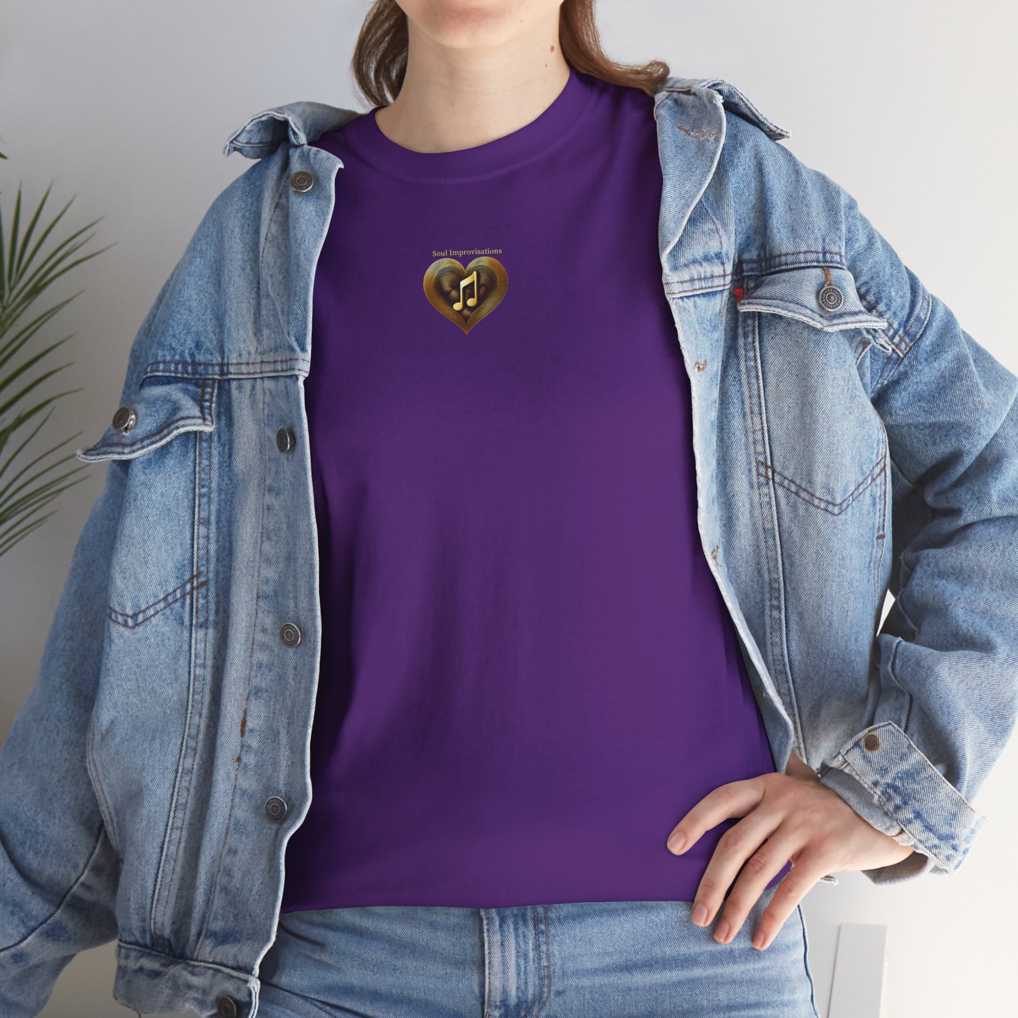 Gold Musical Heart Unisex Heavy Cotton Short Sleeve T-Shirt - Image 37