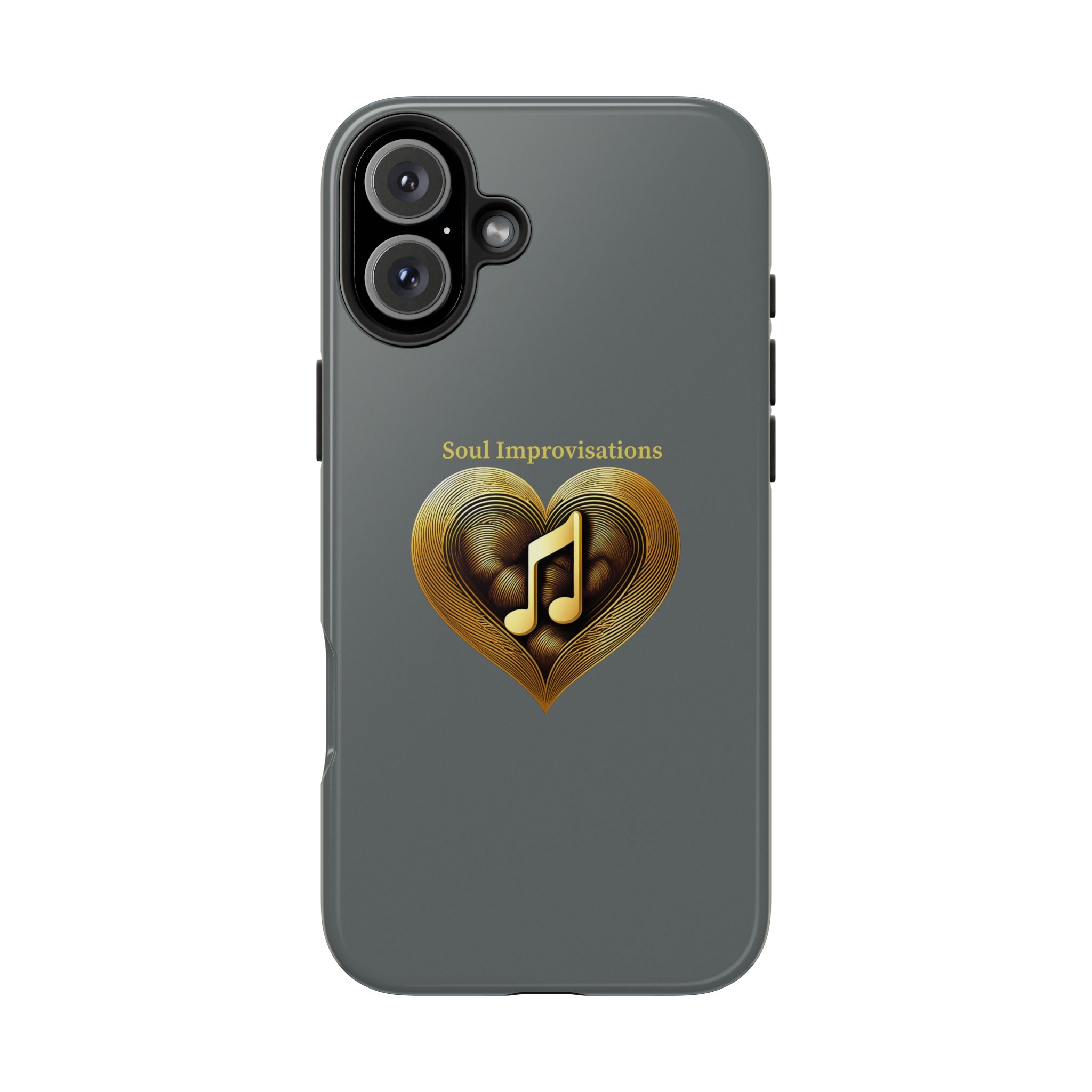 Gold Musical Heart Tough Phone Case - Grey - Image 105