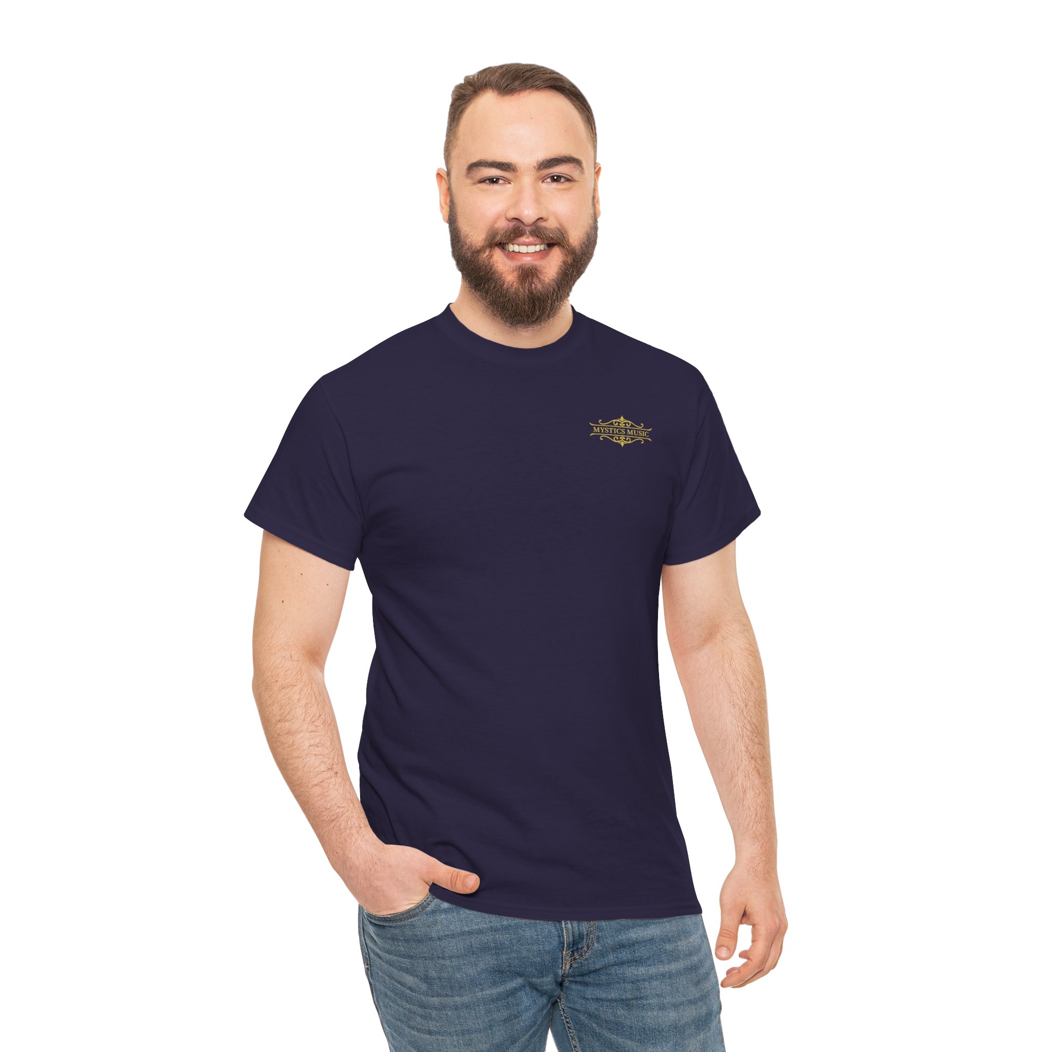 Mystics Music Unisex Heavy Cotton Short Sleeve T-Shirt (dark colors - left chest logo) - Image 40