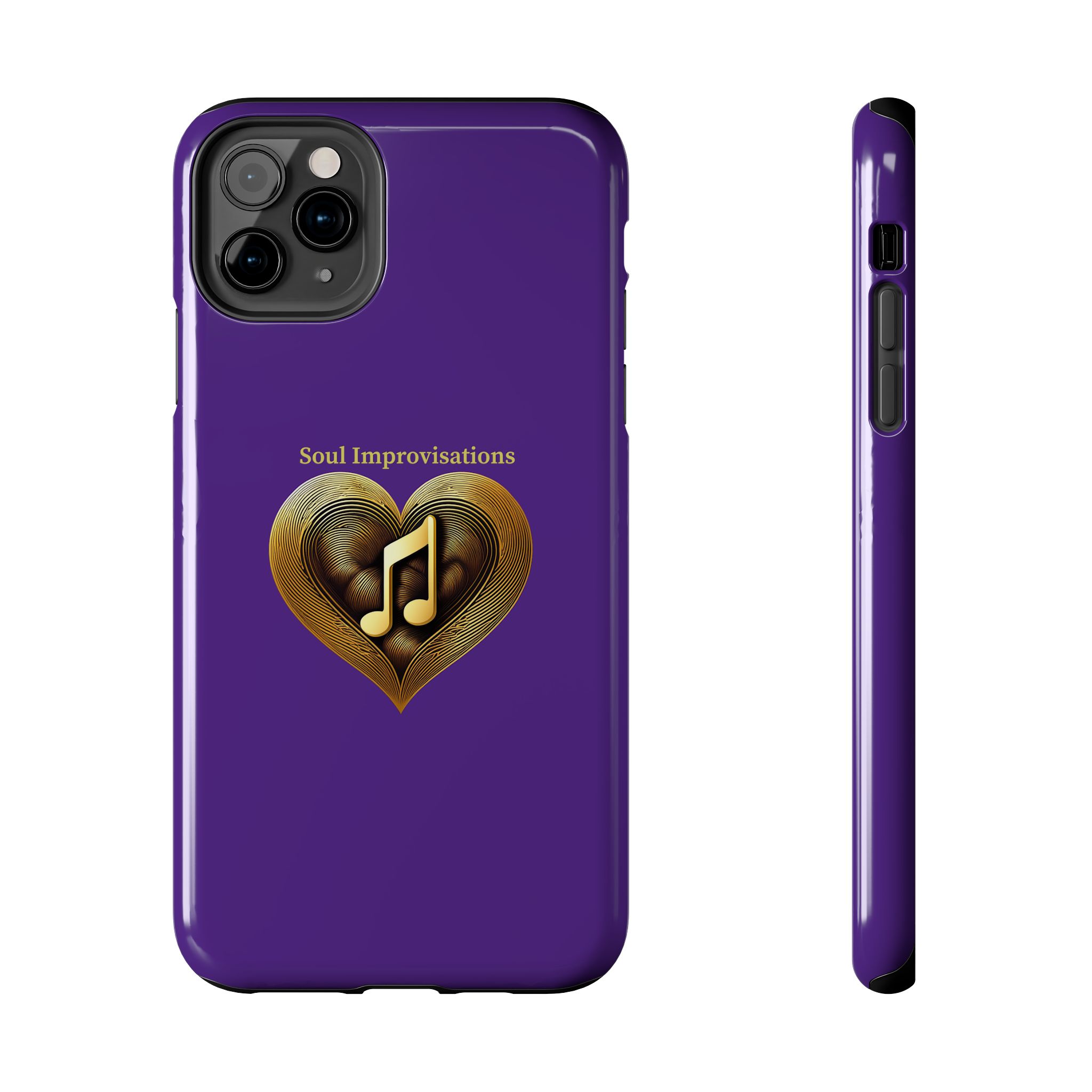 Gold Musical Heart Tough Phone Case - Purple - Image 24