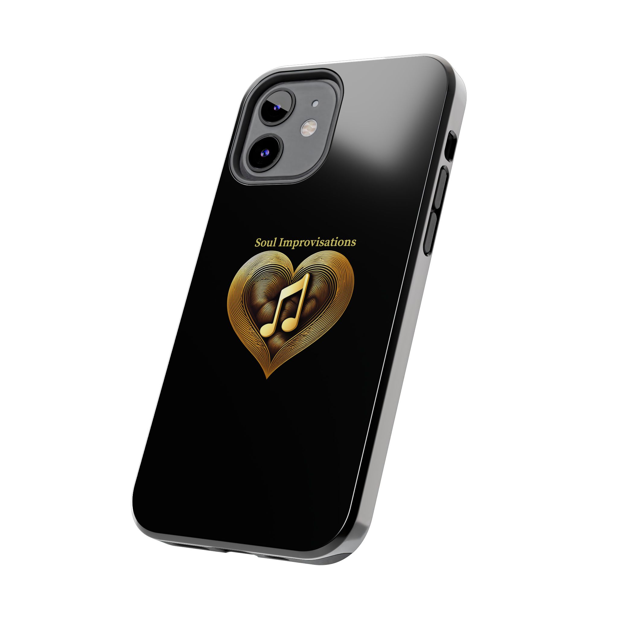 Gold Musical Heart Tough Phone Case - Black - Image 30