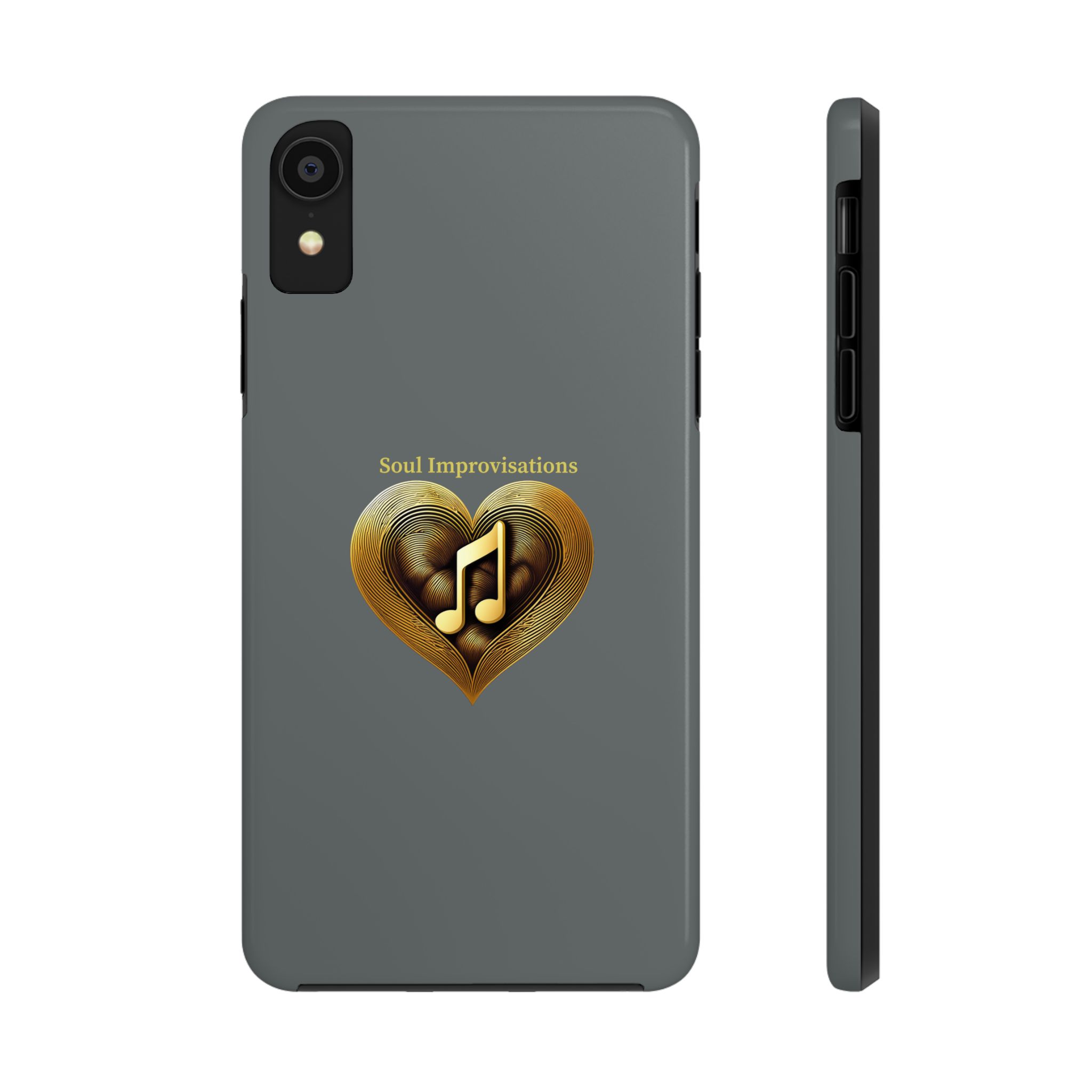 Gold Musical Heart Tough Phone Case - Grey - Image 10
