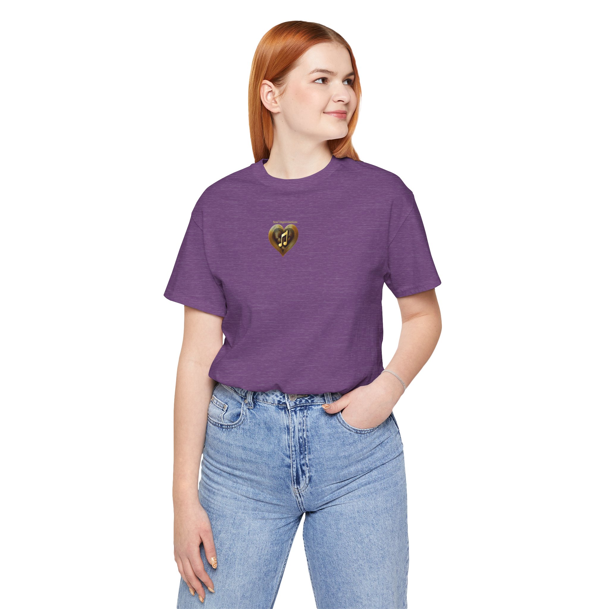 Gold Musical Heart Unisex Jersey Short Sleeve T-Shirt - Image 38