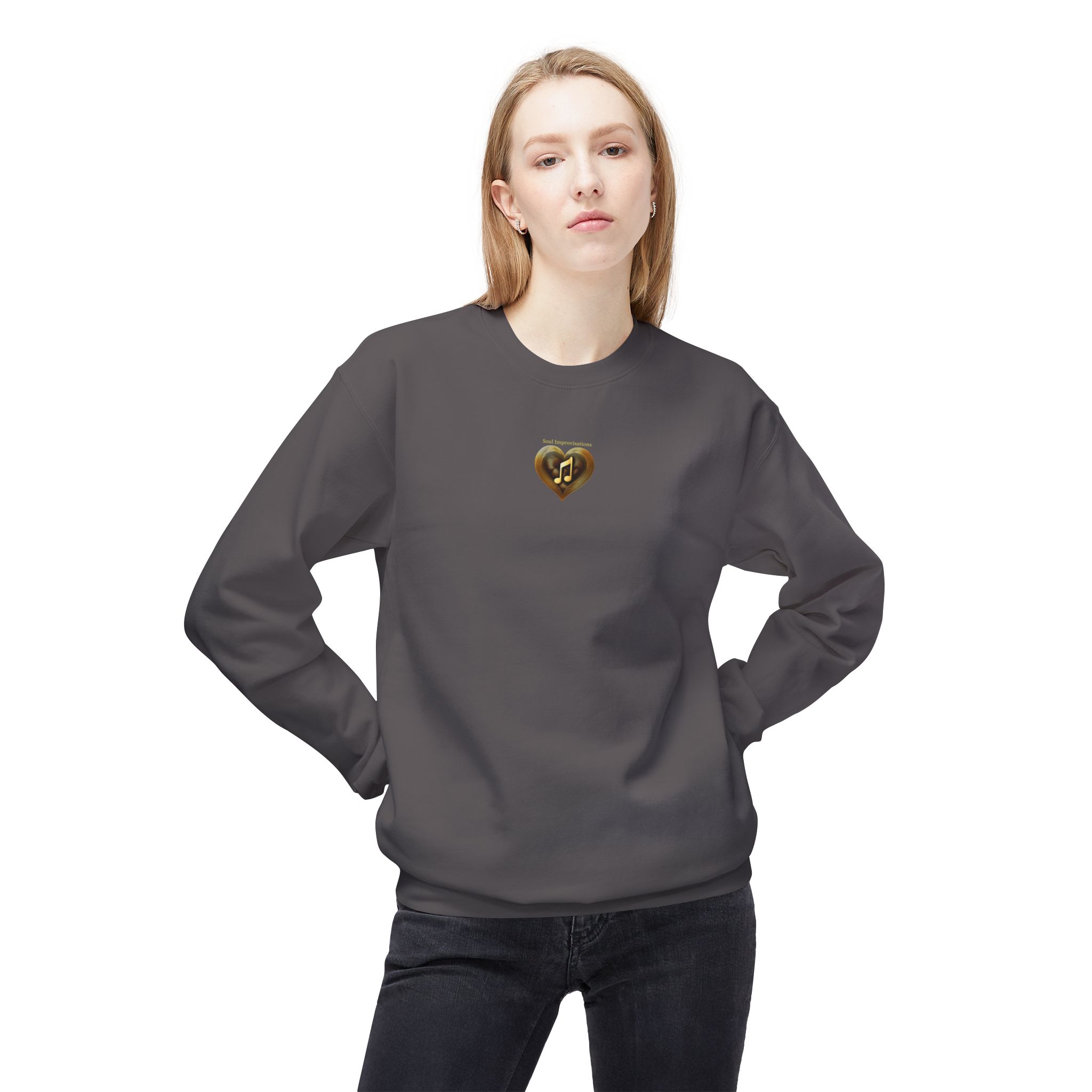 Gold Musical Heart Unisex Midweight Crewneck Sweatshirt - Image 7