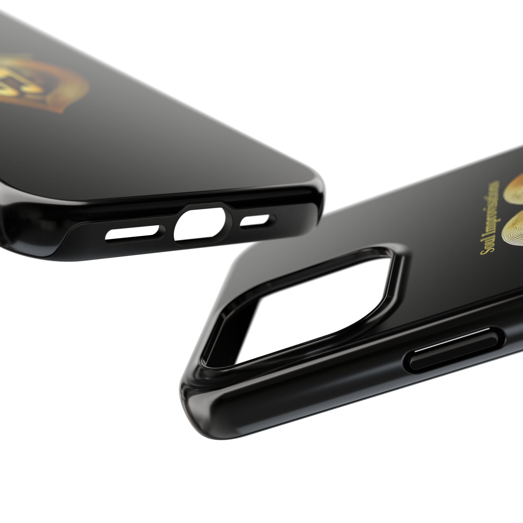 Gold Musical Heart Tough Phone Case - Black - Image 78