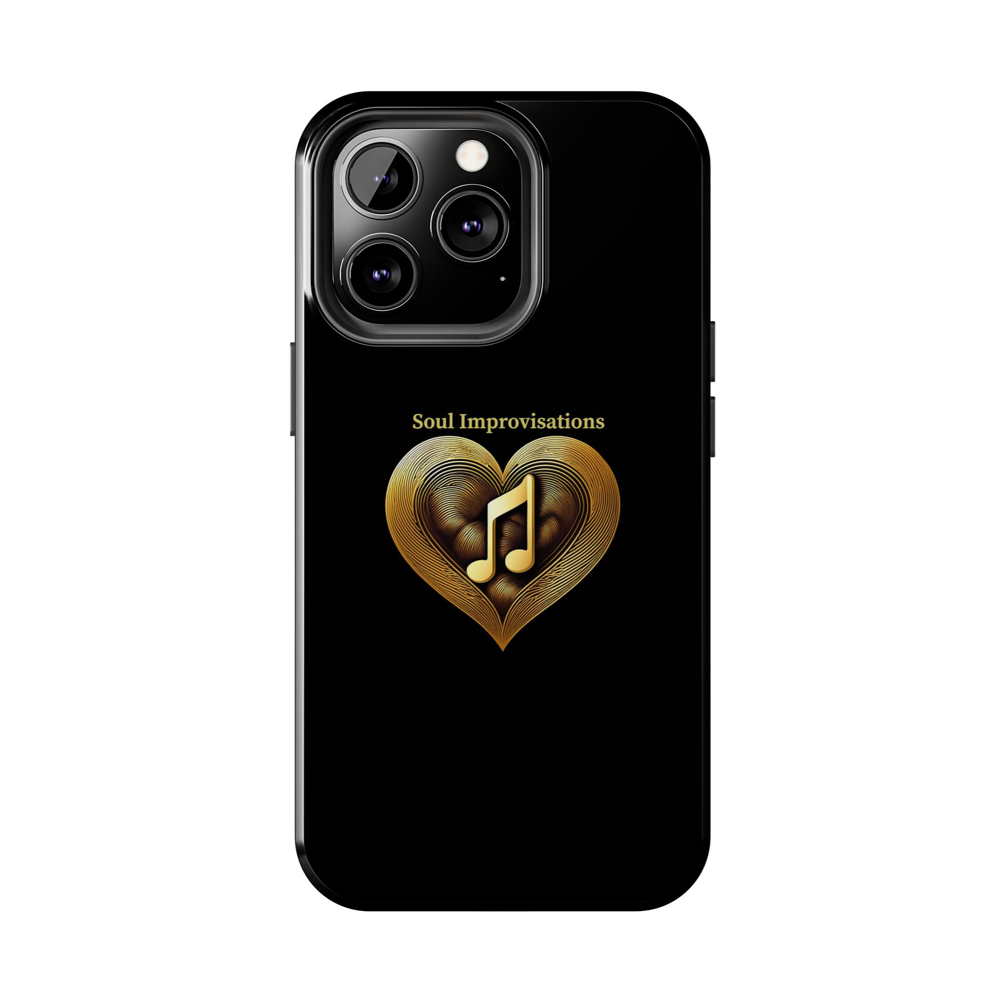 Gold Musical Heart Tough Phone Case - Black - Image 53