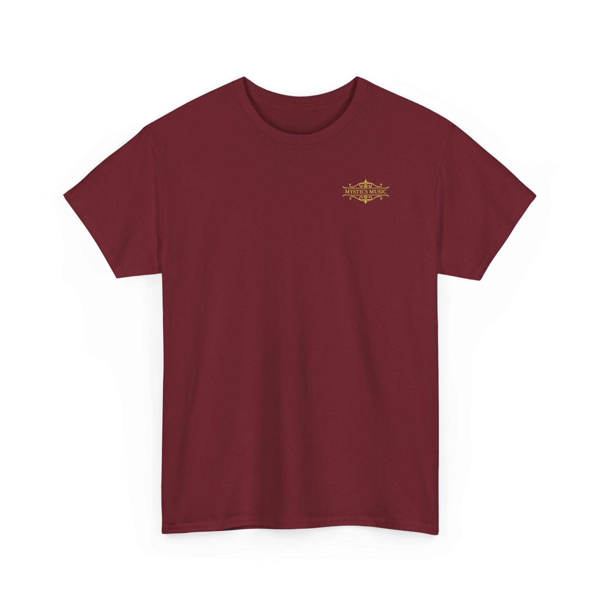 Mystics Music Unisex Heavy Cotton Short Sleeve T-Shirt (dark colors - left chest logo)