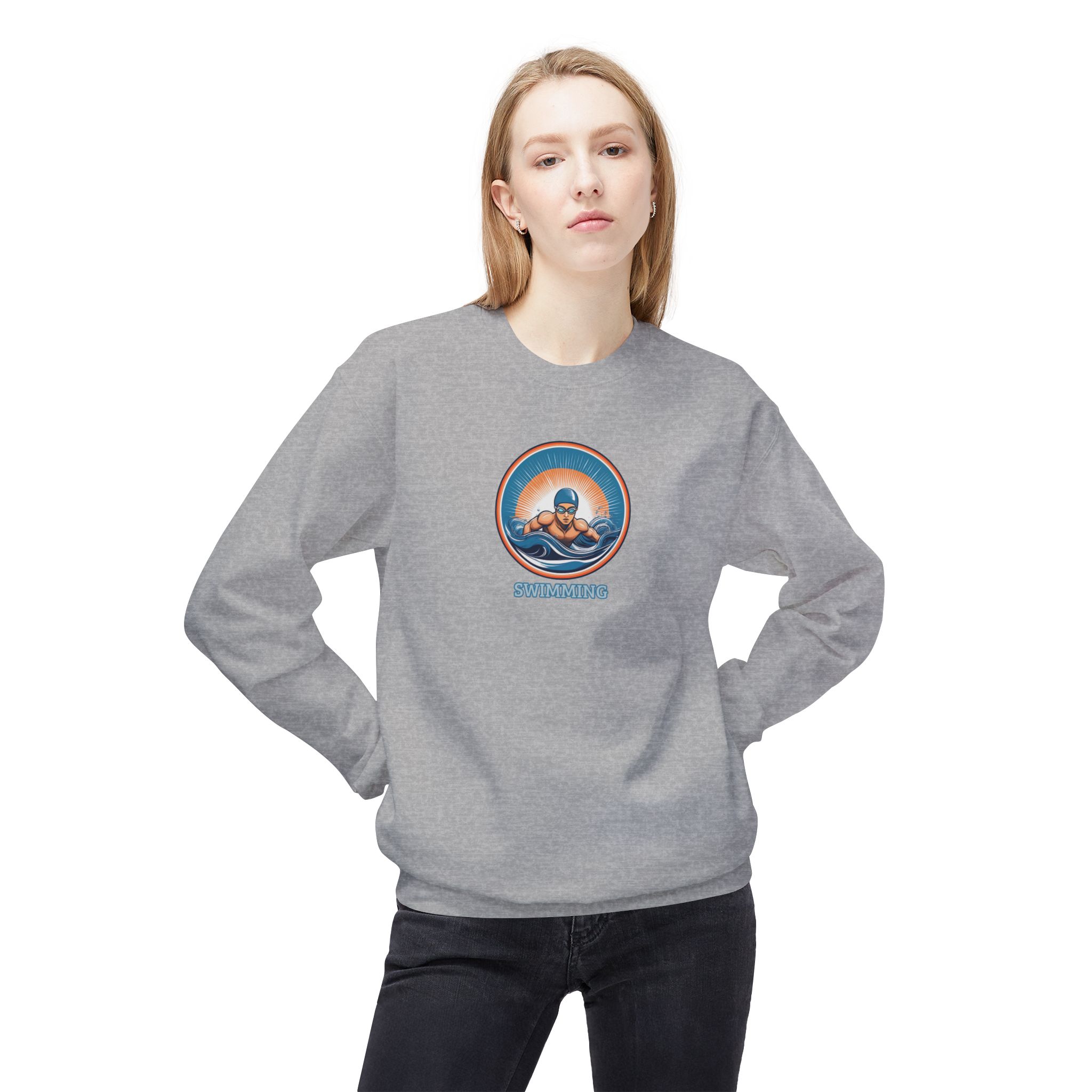 Men's Swimming - Unisex Midweight Crewneck Sweatshirt - Image 5