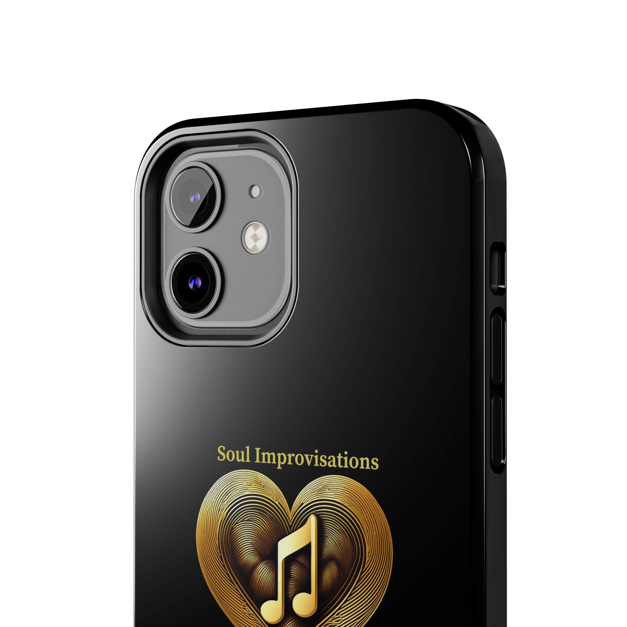 Gold Musical Heart Tough Phone Case - Black - Image 31