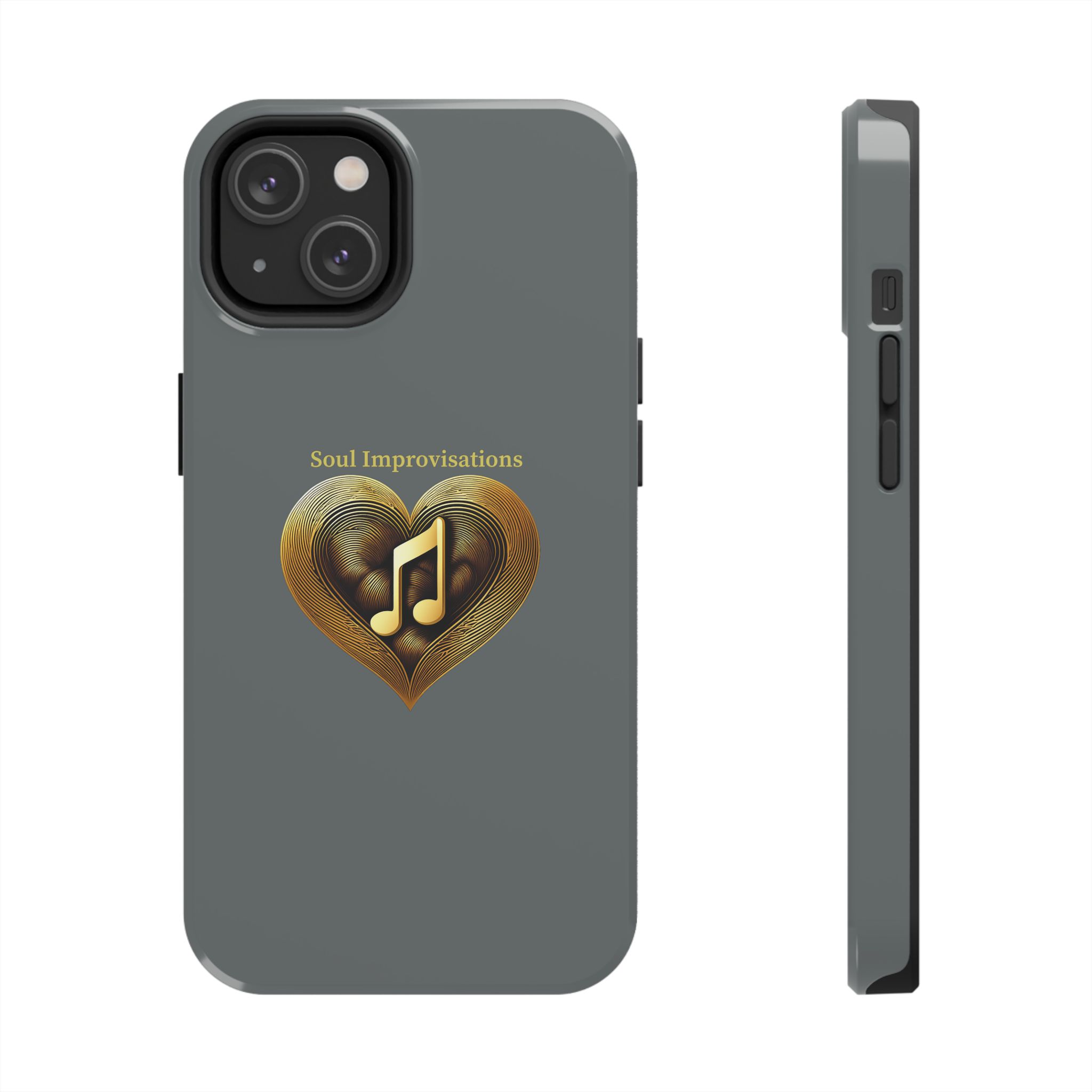 Gold Musical Heart Tough Phone Case - Grey - Image 60