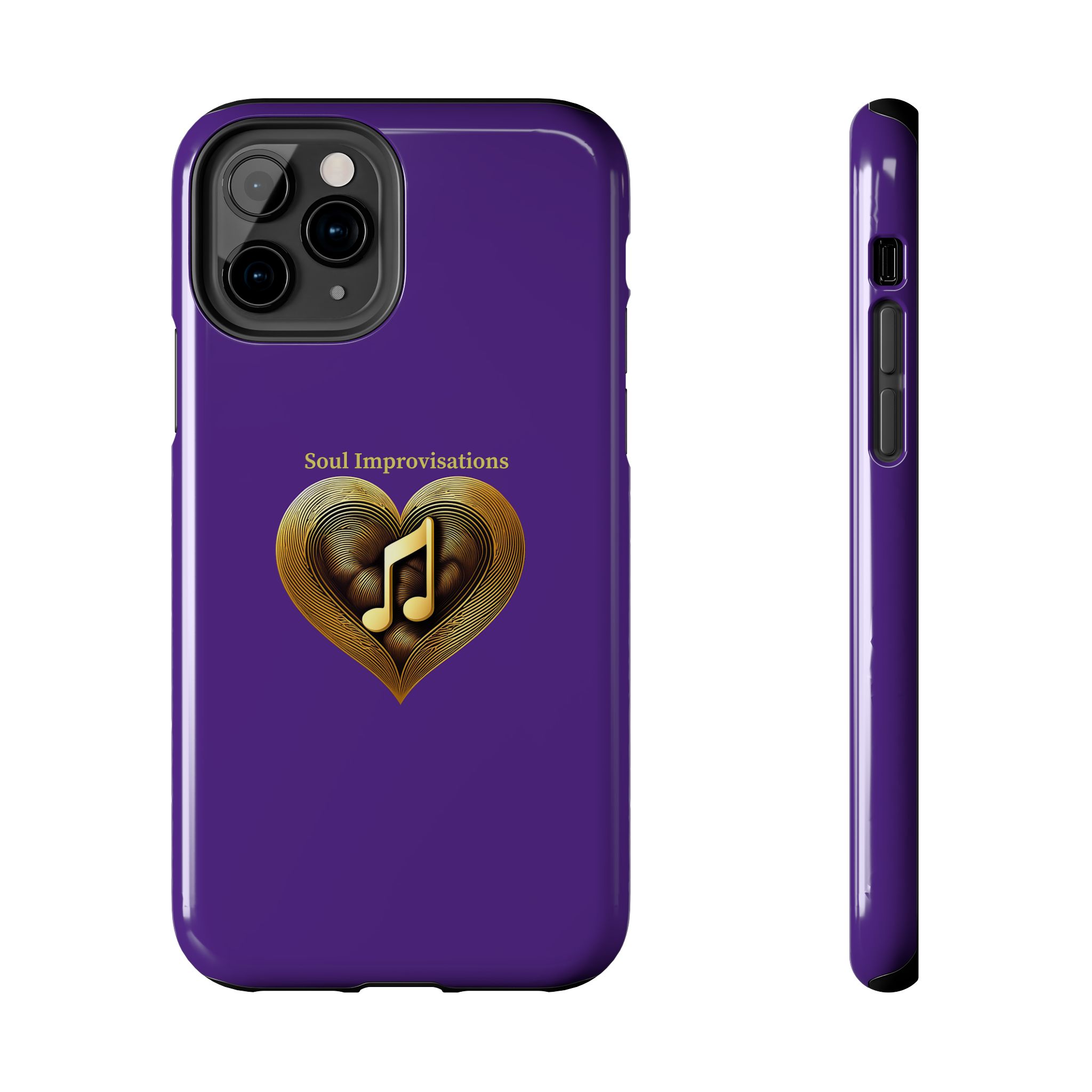 Gold Musical Heart Tough Phone Case - Purple - Image 20