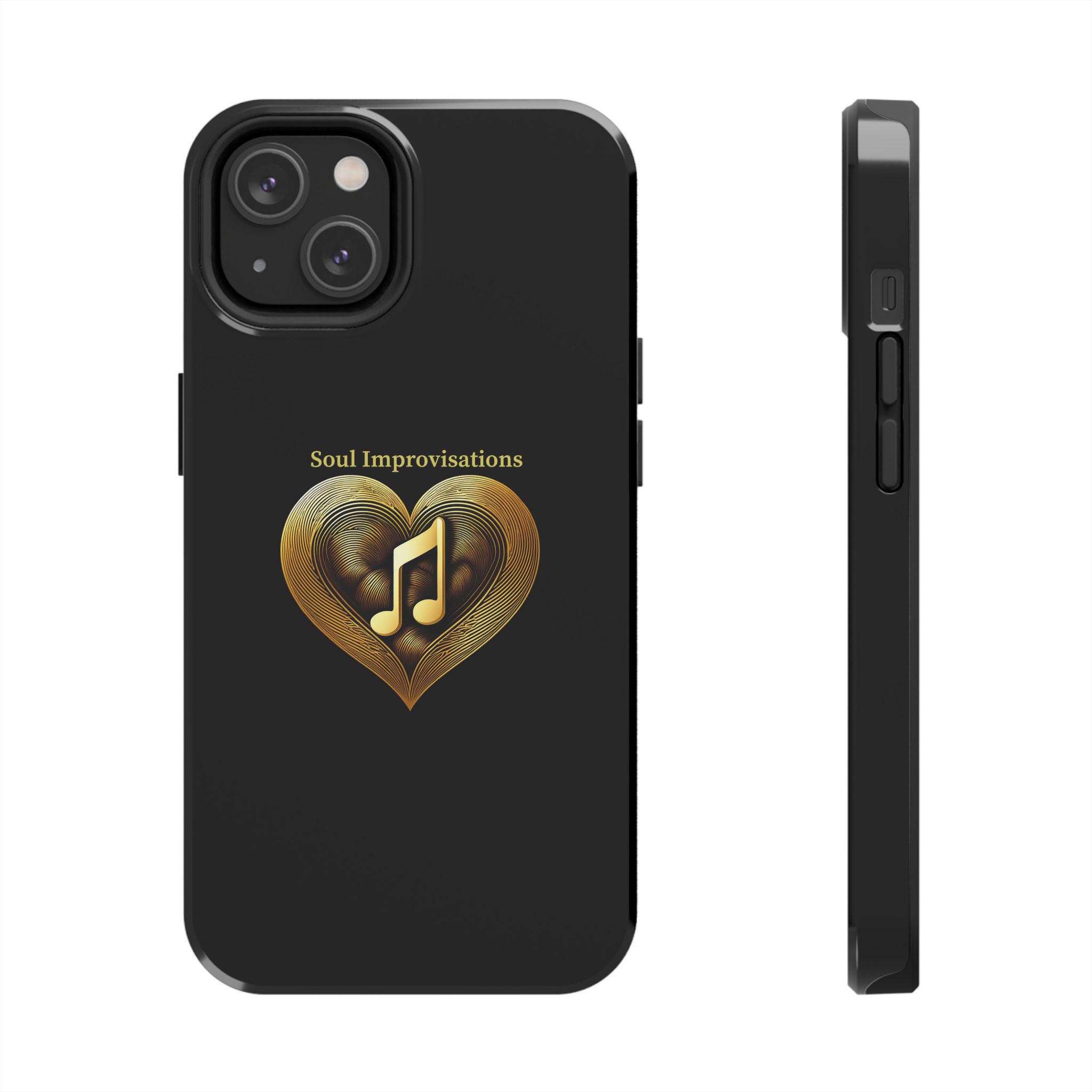 Gold Musical Heart Tough Phone Case - Black - Image 60