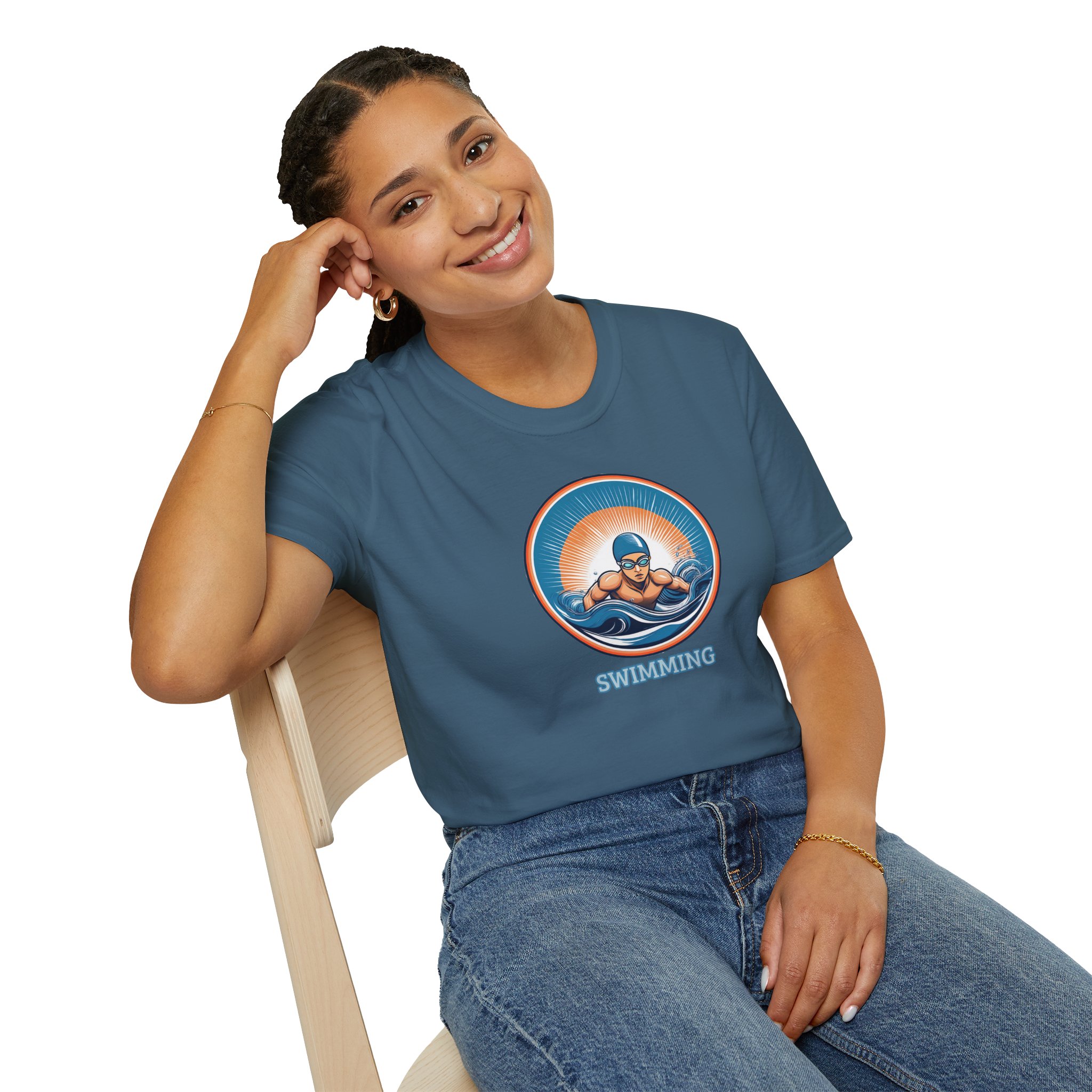 Men's Swimming - Unisex Softstyle Short Sleeve T-Shirt - Image 12